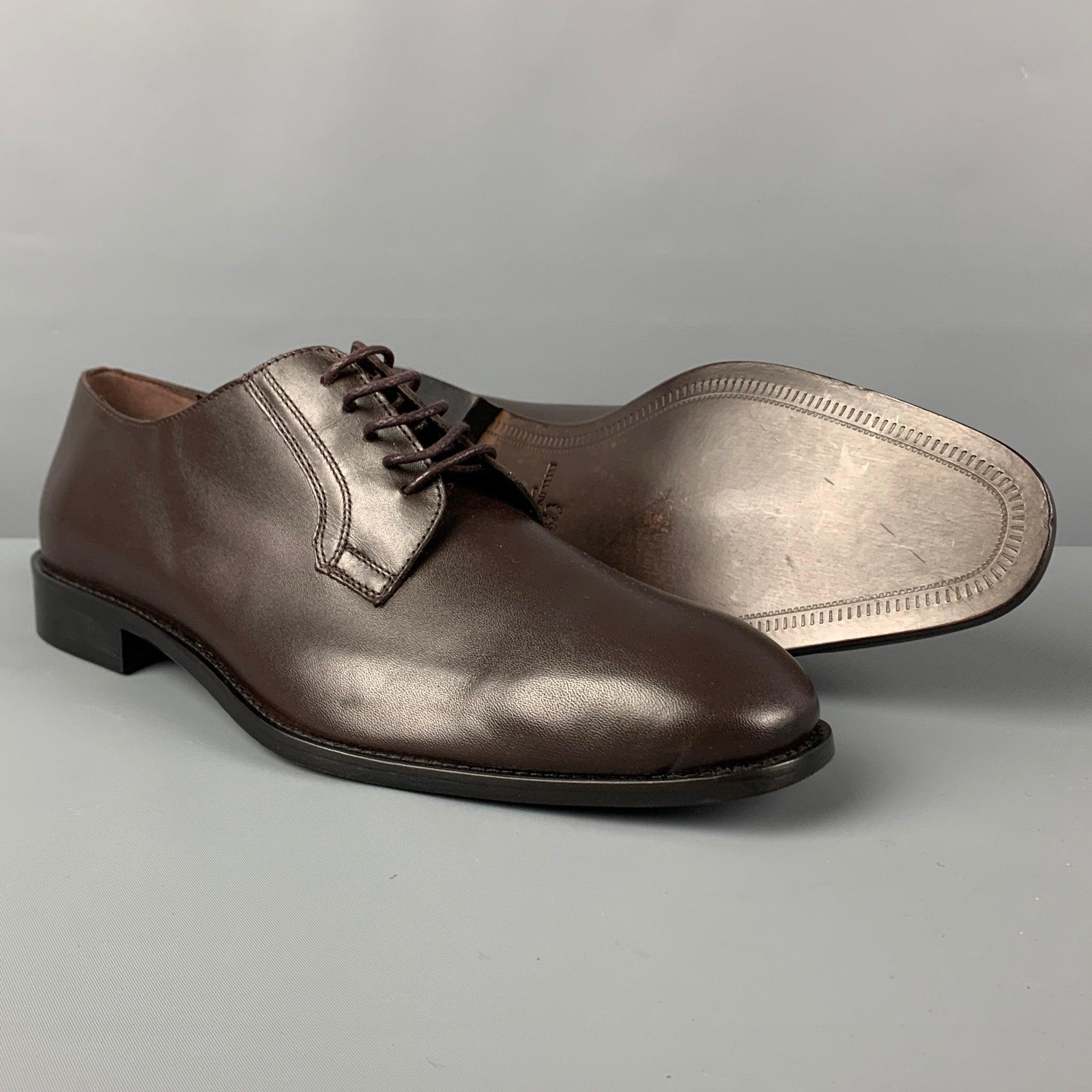 BRUNO MAGLI Size 10 Brown Leather Lace Up Shoes In Good Condition In San Francisco, CA