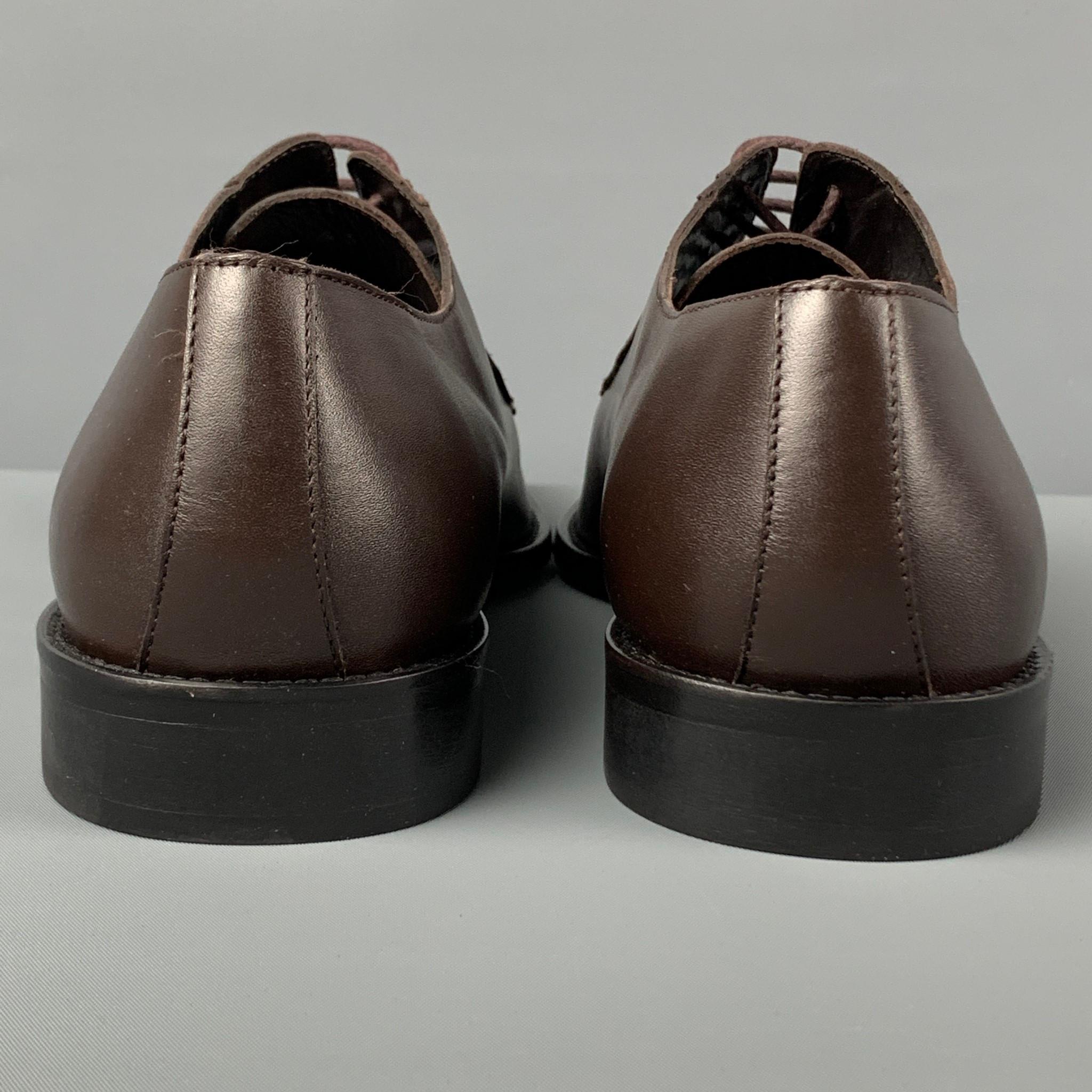 BRUNO MAGLI Size 10 Brown Leather Lace Up Shoes In Good Condition For Sale In San Francisco, CA