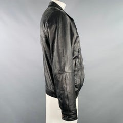 BRUNO MAGLI Größe 42 Schwarze Lederjacke mit Reißverschluss oben