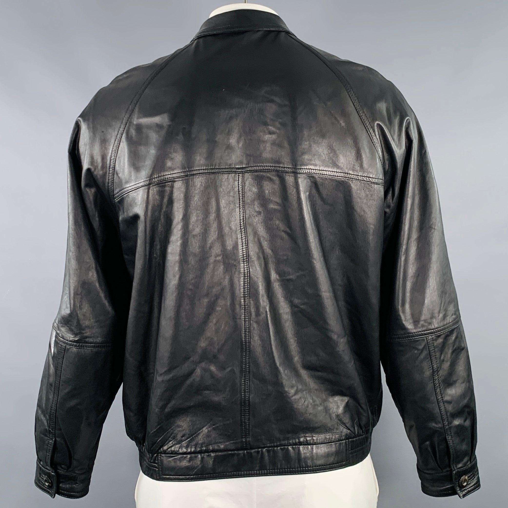 BRUNO MAGLI Talla 42 Chaqueta negra de piel con cremallera Negro en venta