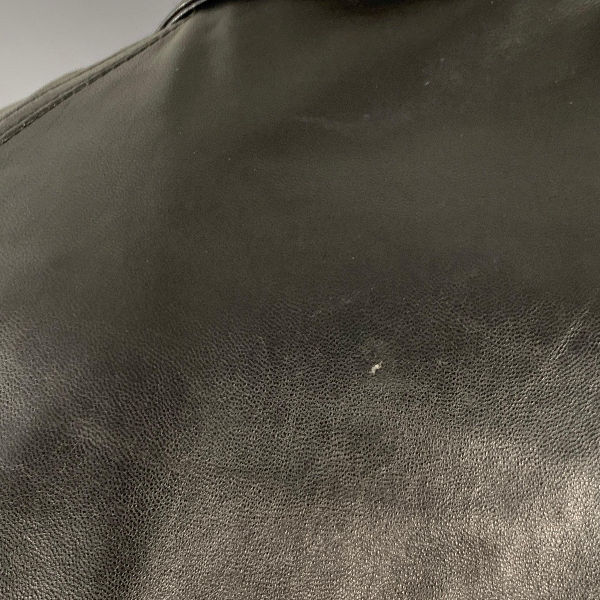 BRUNO MAGLI Talla 42 Chaqueta negra de piel con cremallera en Bueno estado para la venta en San Francisco, CA