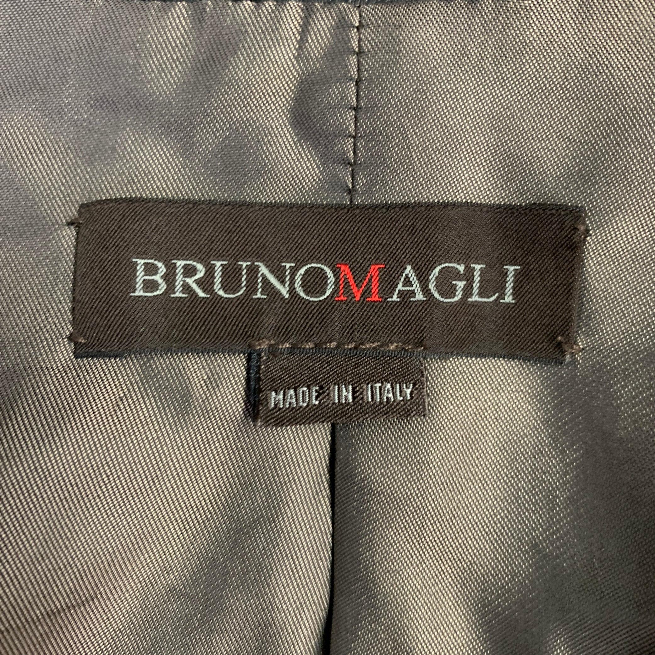 BRUNO MAGLI Talla 42 Chaqueta negra de piel con cremallera en venta 2