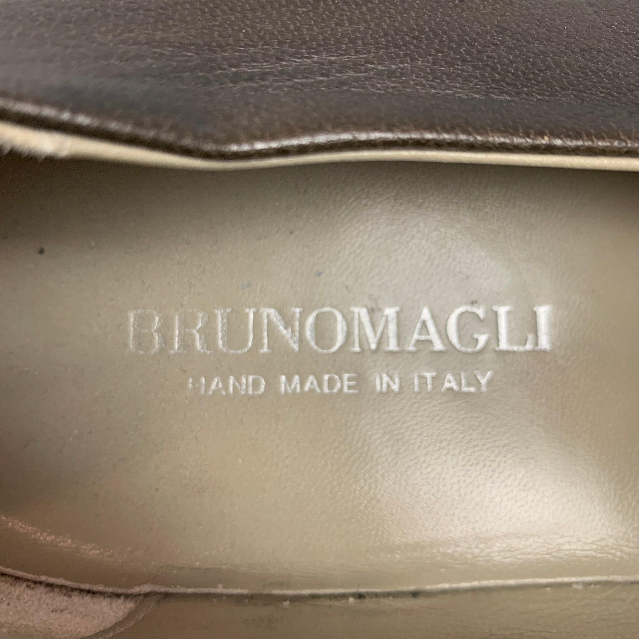 BRUNO MAGLI Größe 9 Braun Kontrastnaht Leder Loafers im Angebot 3