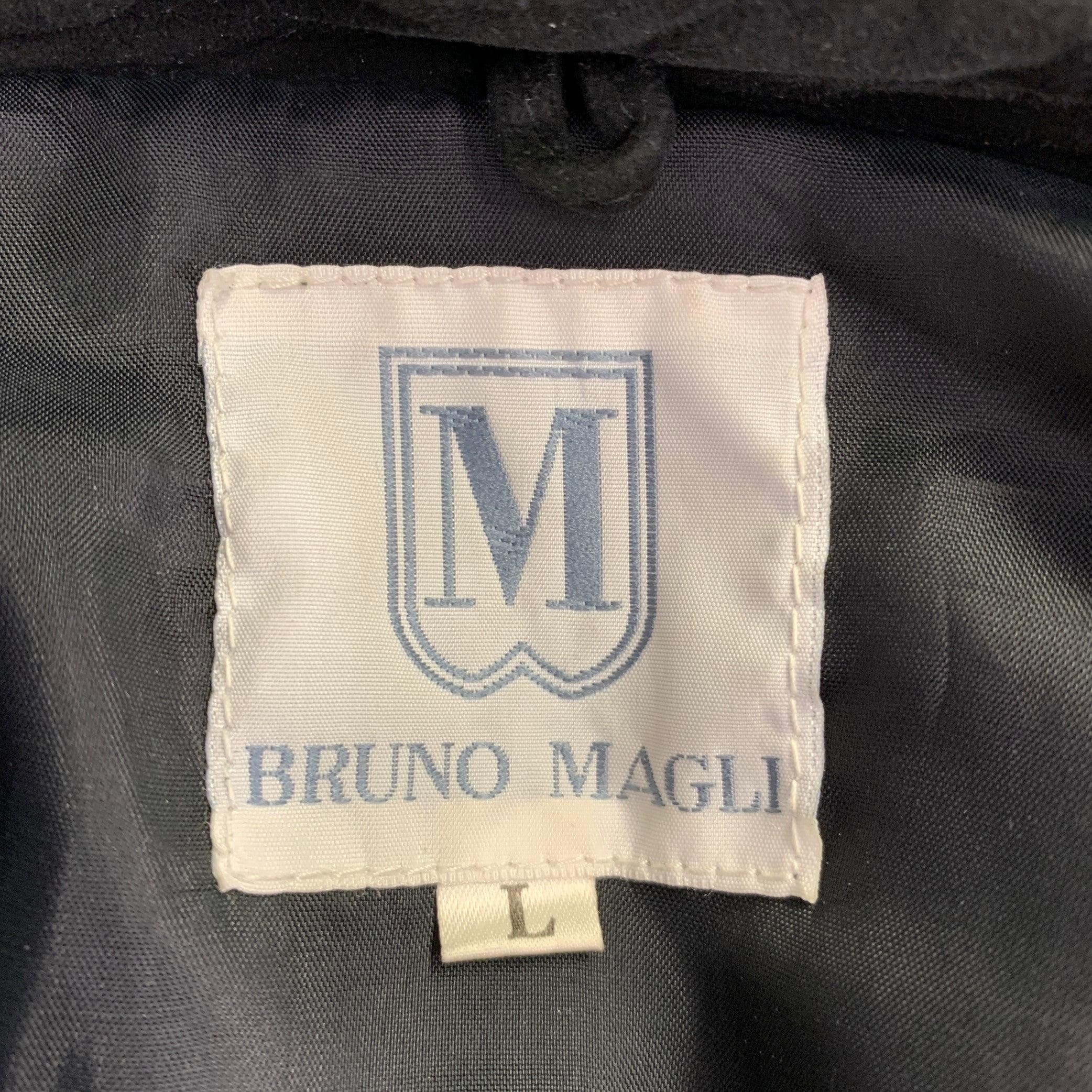 BRUNO MAGLI Taglia M Giacca con bottoni a scacchi in camoscio oro nero in vendita 3