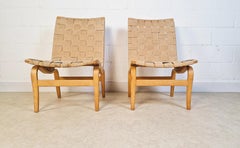 Bruno Matheson Eva Vintage 1950s Mid Century Swedish Birch Lounge Accent Chairs