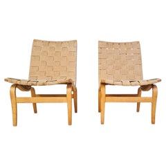 Bruno Matheson Eva Vintage 1950s Mid Century Swedish Birch Lounge Accent Chairs