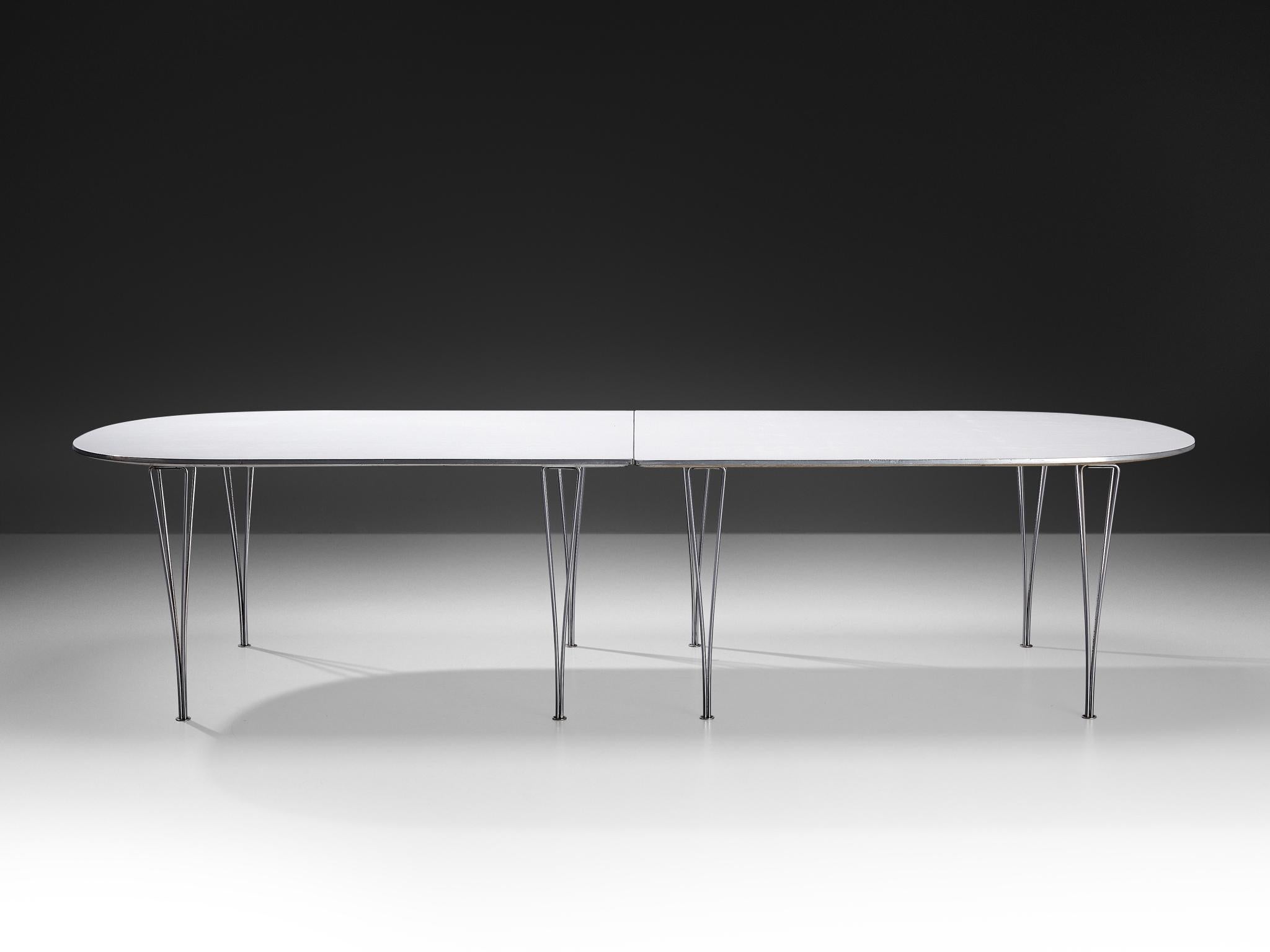 Bruno Mathsson und Piet Hein für Fritz Hansen 'Super-Ellipse' Weißer Esstisch (Dänisch) im Angebot