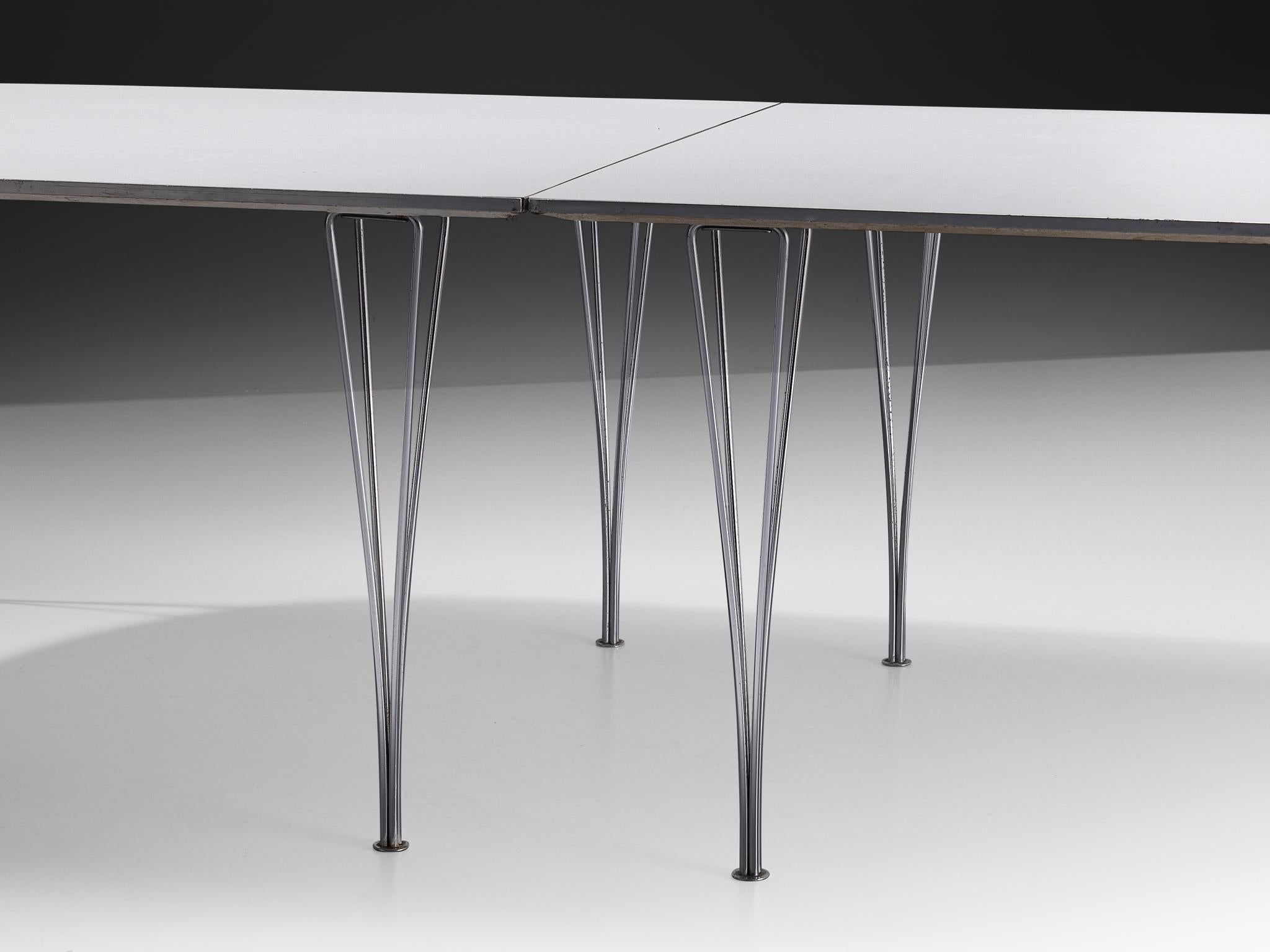 Bruno Mathsson und Piet Hein für Fritz Hansen 'Super-Ellipse' Weißer Esstisch (Aluminium) im Angebot