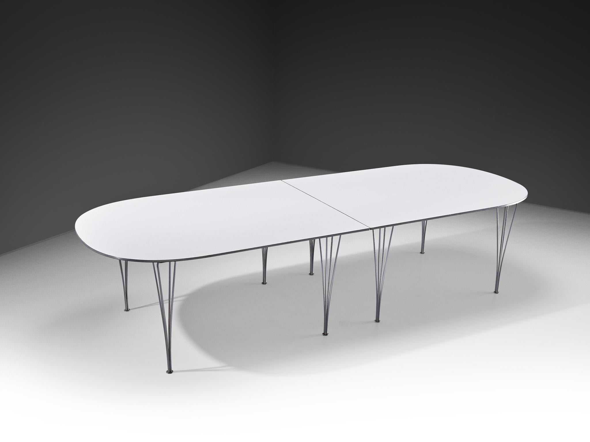 Bruno Mathsson und Piet Hein für Fritz Hansen 'Super-Ellipse' Weißer Esstisch im Angebot 1