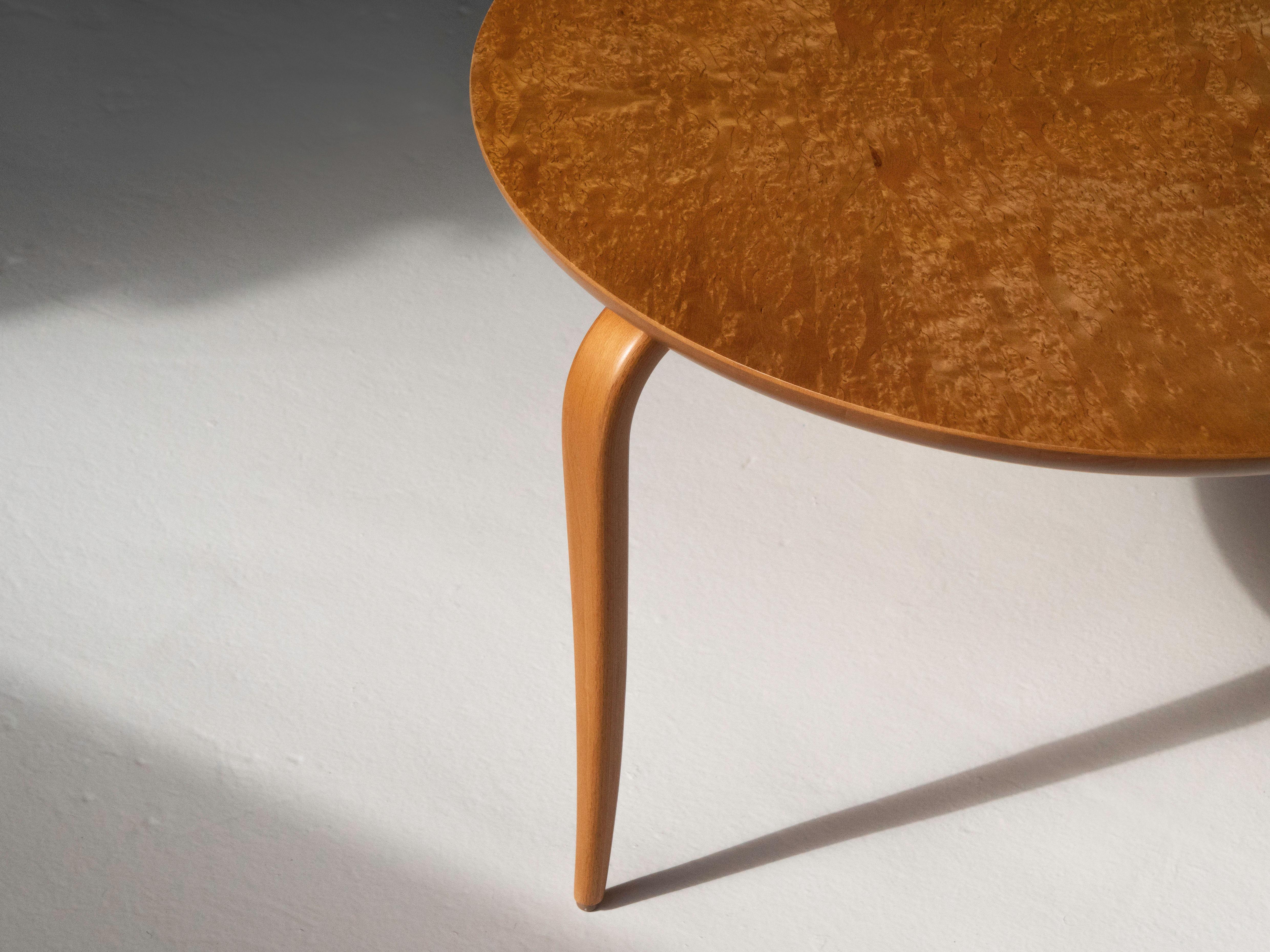 Swedish Bruno Mathsson 'Annika' Cocktail Table in Burlwood for Dux Sweden 1960's For Sale