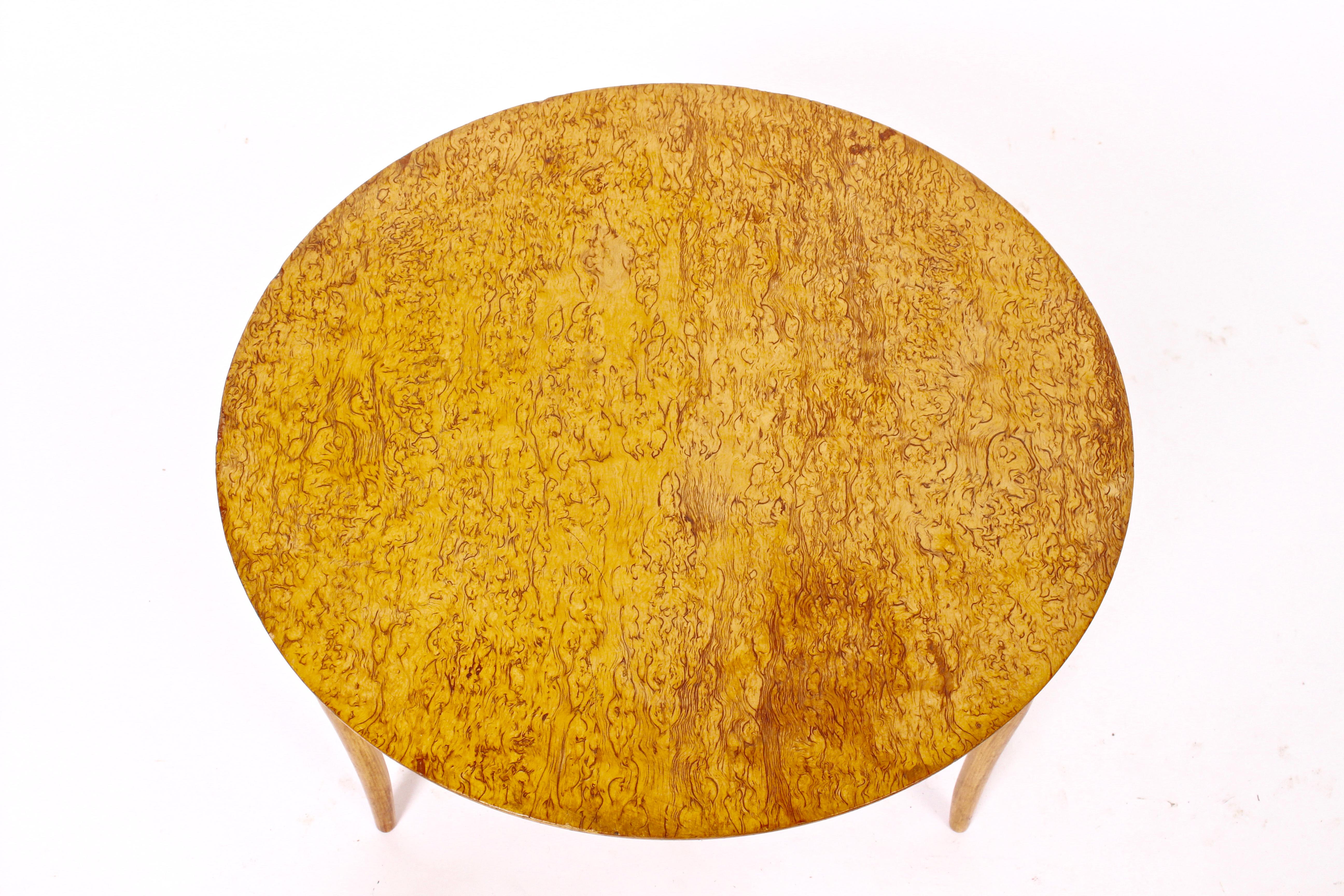 Scandinavian Modern Bruno Mathsson 'Annika' Curly Birch Low Coffee Table, 1960