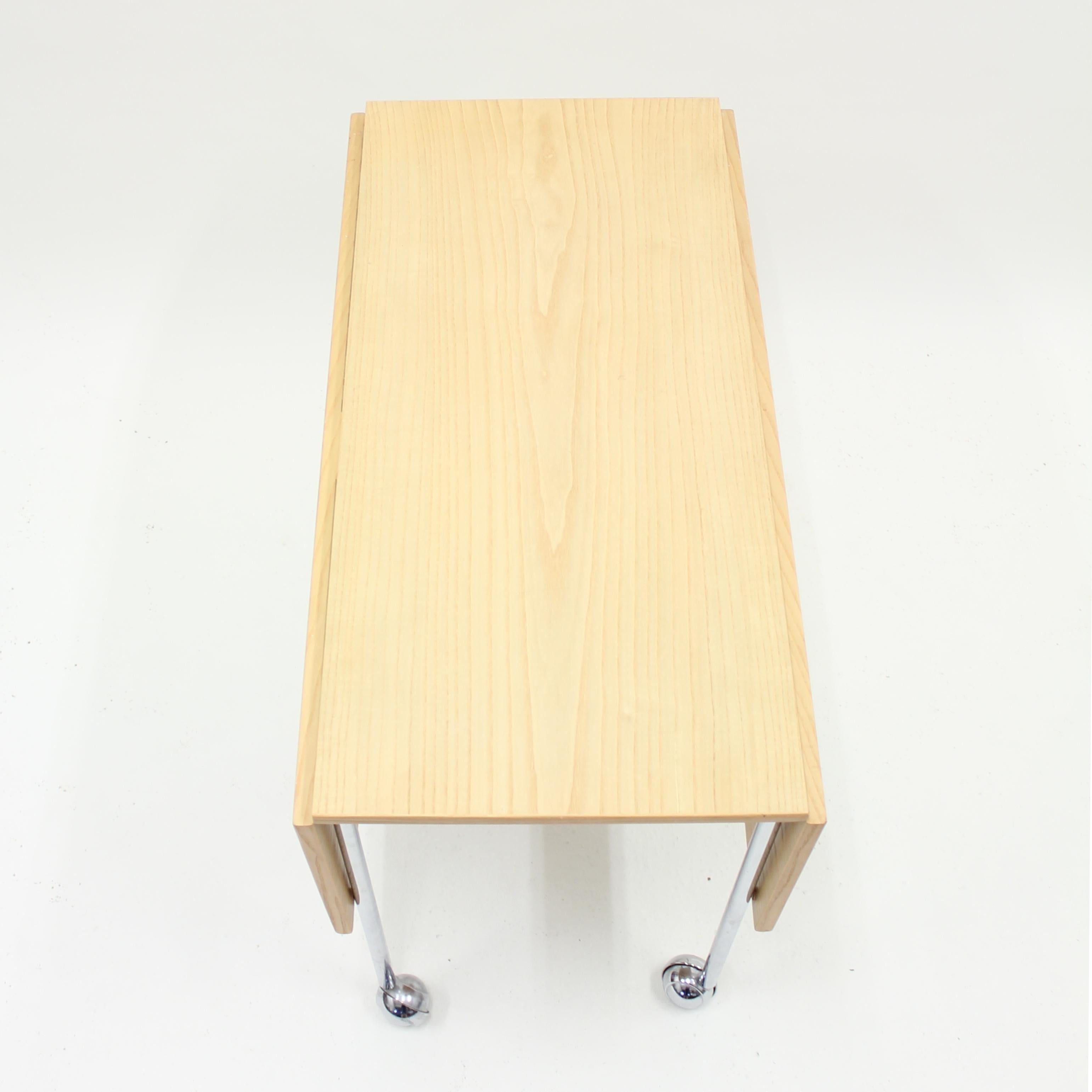 Leather Bruno Mathsson, Berit Drop-Leaf Side Table, Mathsson International AB, 1980s