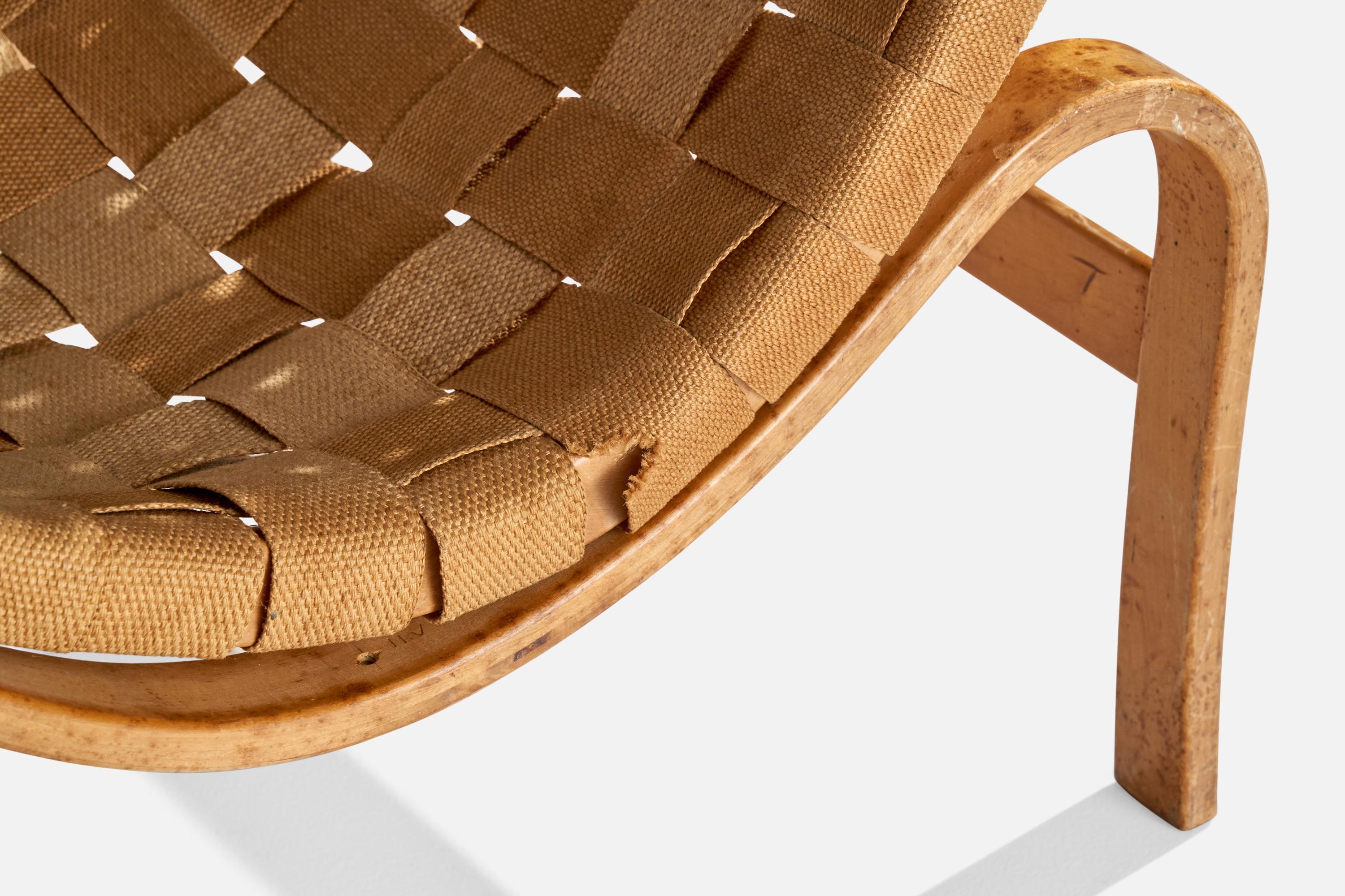 Bruno Mathsson, Chaise longue, bouleau, jute, Suède, 1936 en vente 5