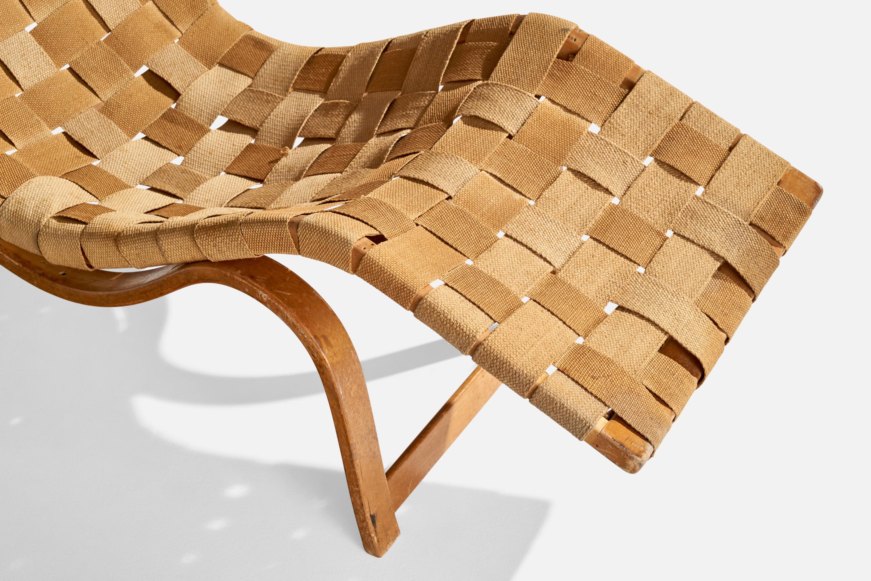 Bruno Mathsson, Chaise longue, bouleau, jute, Suède, 1936 en vente 6