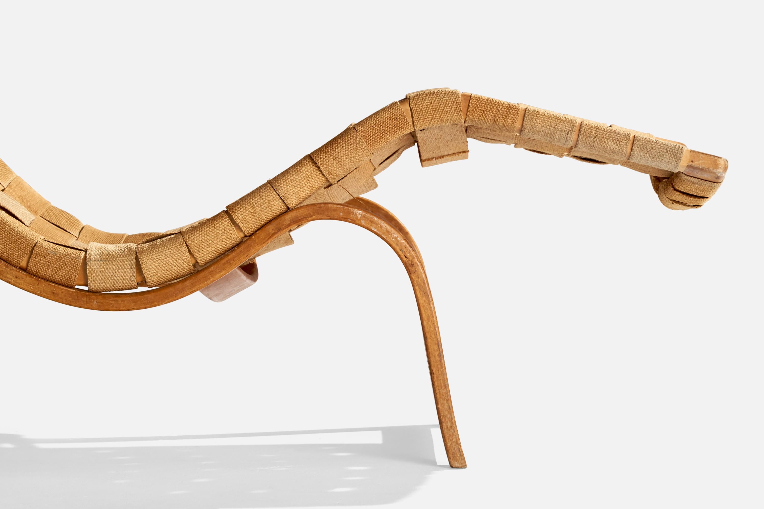 Bruno Mathsson, Chaise longue, bouleau, jute, Suède, 1936 en vente 7