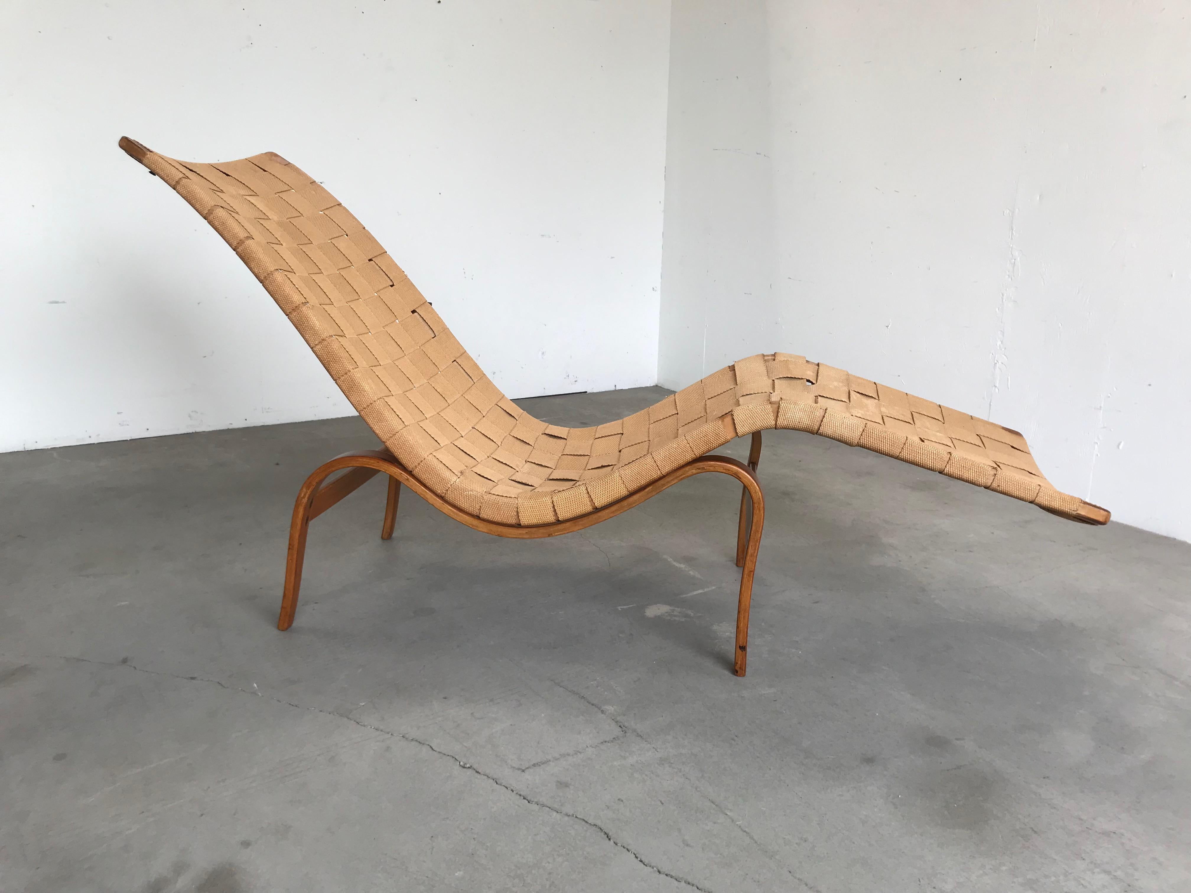 Woodwork Bruno Mathsson Chaise Lounge, 1950s 