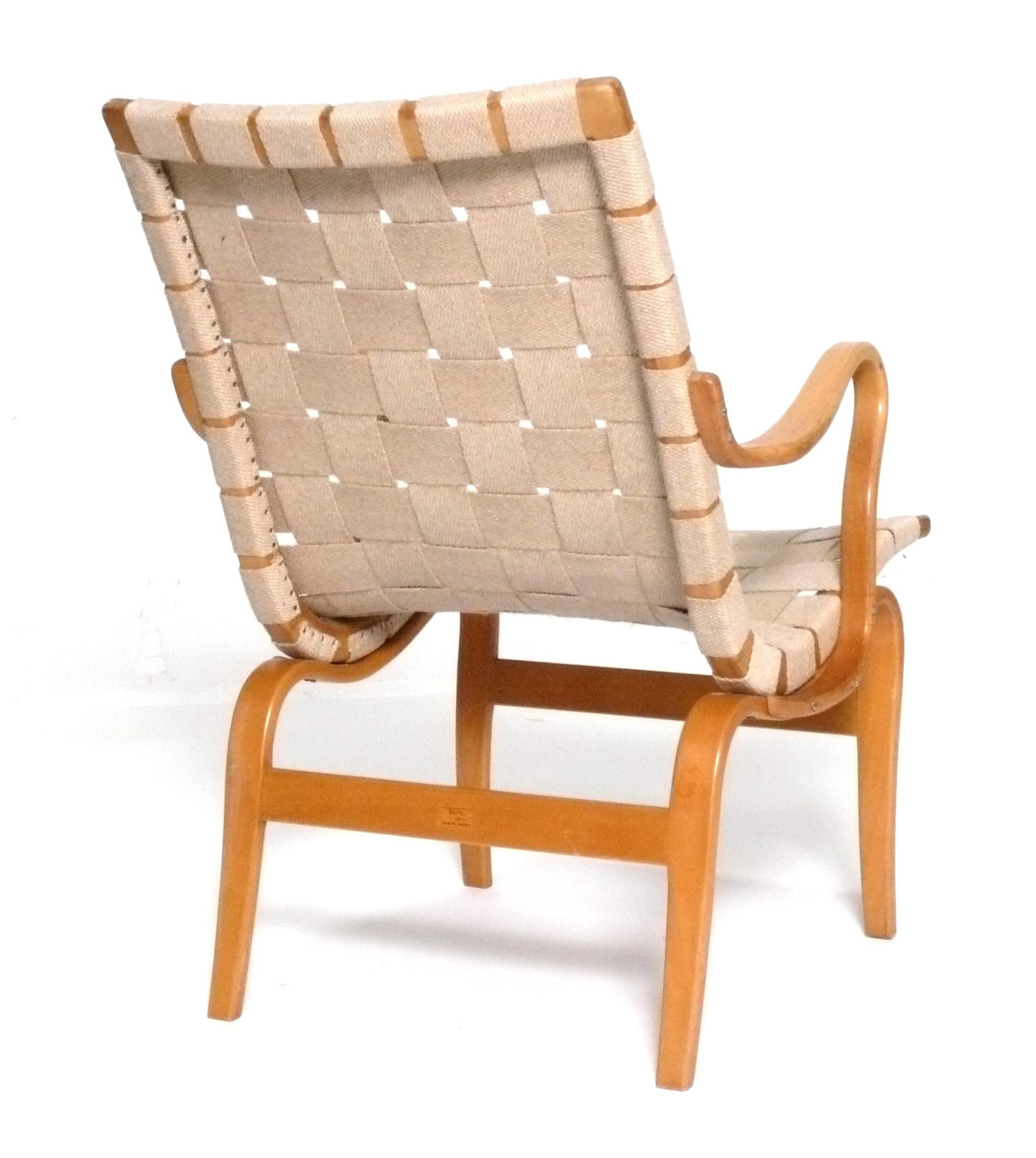 Swedish Bruno Mathsson Danish Modern Bentwood Eva Lounge Chair For Sale