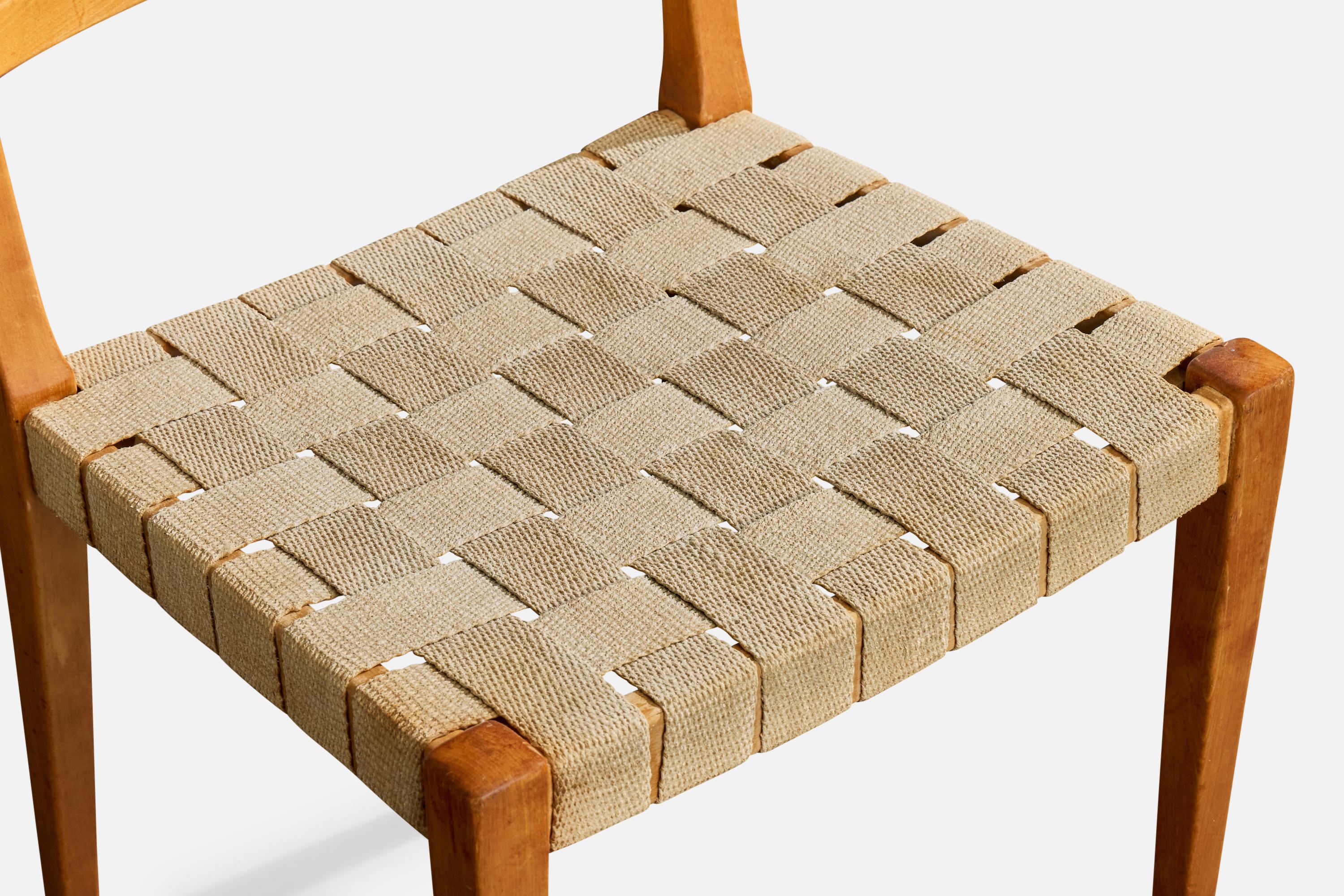 Bruno Mathsson, Dining Room Chairs, Birch, Webbing, Sweden, 1965 im Angebot 3