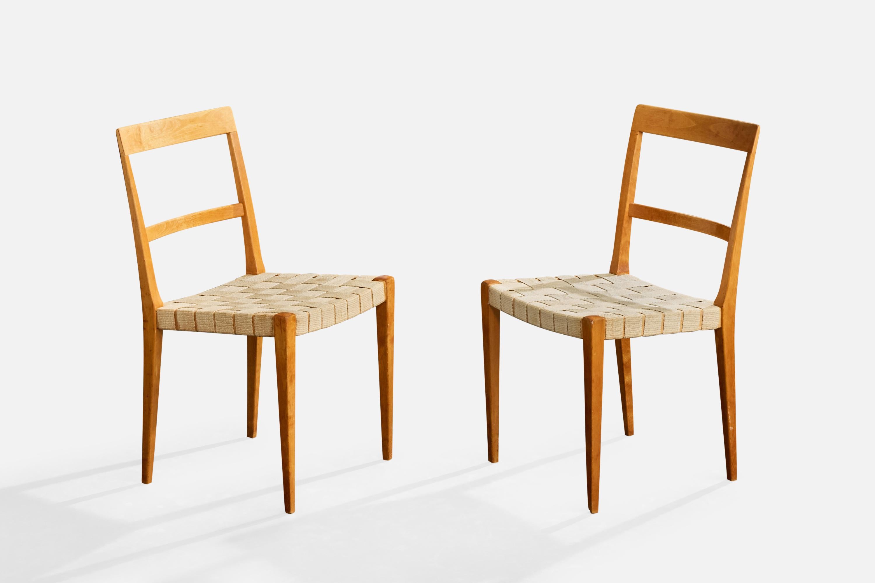 Bruno Mathsson, Dining Room Chairs, Birch, Webbing, Sweden, 1965 (Moderne der Mitte des Jahrhunderts) im Angebot