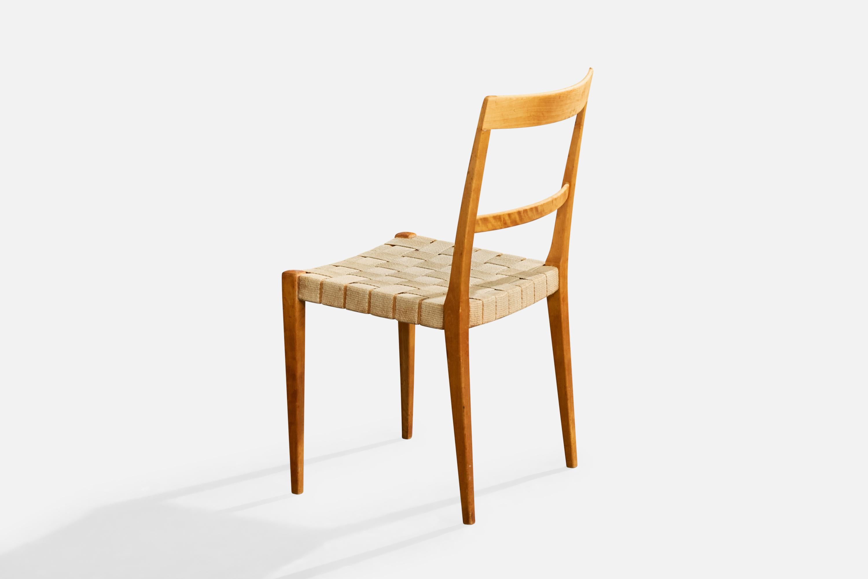 Bruno Mathsson, Dining Room Chairs, Birch, Webbing, Sweden, 1965 (Birke) im Angebot