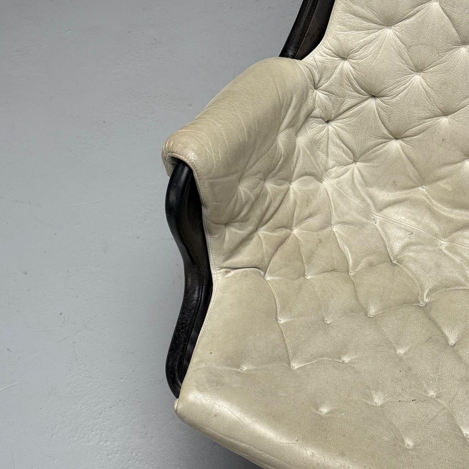 Bruno Mathsson, Dux, chaise pivotante Jetson en cuir blanc, mi-siècle moderne Bon état - En vente à Manhasset, NY