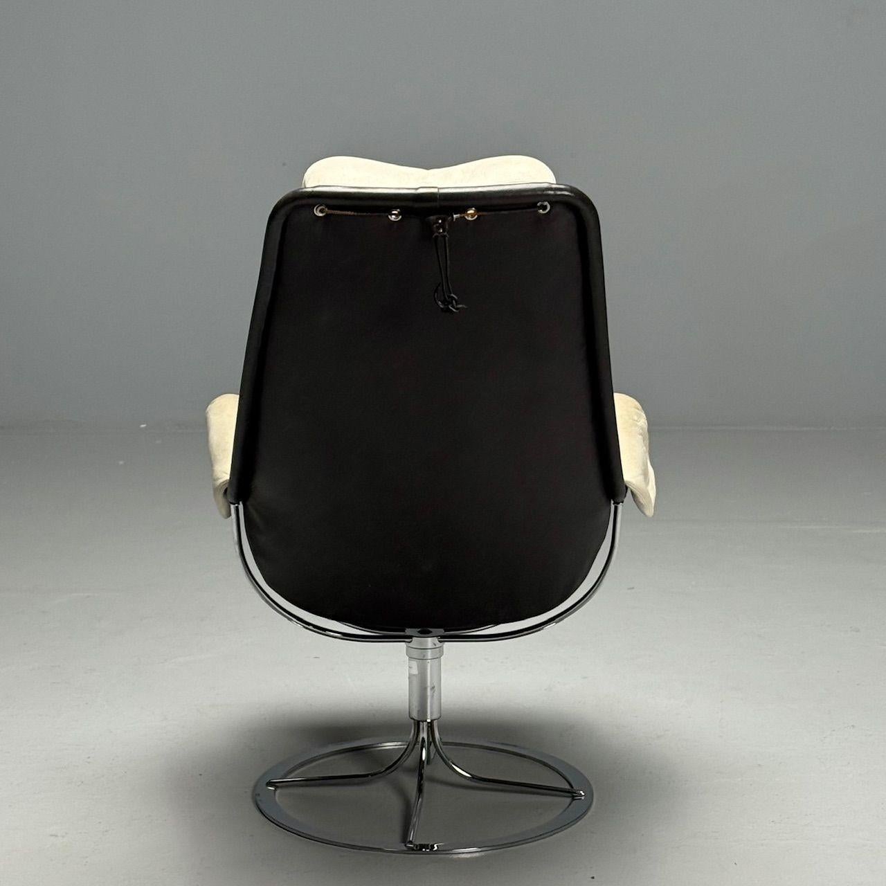 Bruno Mathsson, Dux, chaise pivotante Jetson en cuir blanc, mi-siècle moderne en vente 2