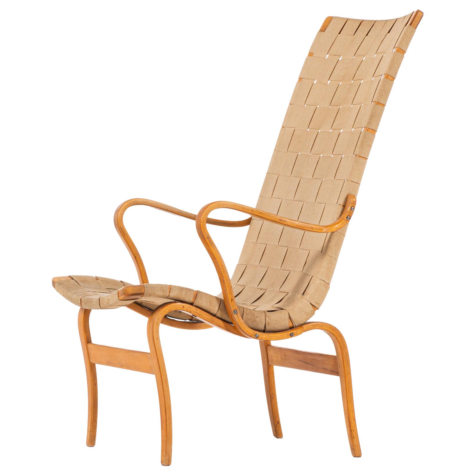 Bruno Mathsson Easy Chair Model Eva Hög Produced by Karl Mathsson in Sweden