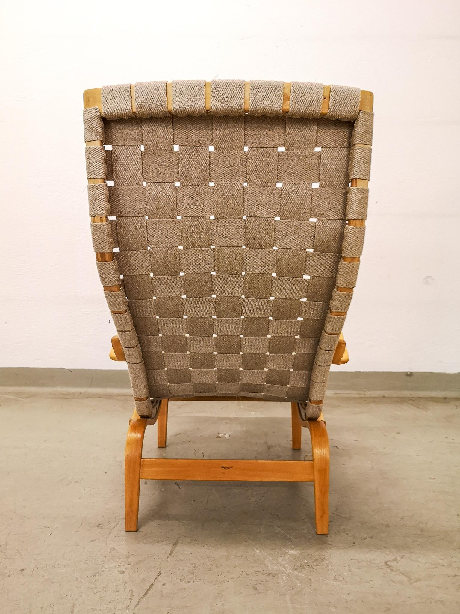 Beech Bruno Mathsson Easy Chair with Ottoman Model Pernilla Produced by Karl Mathsson