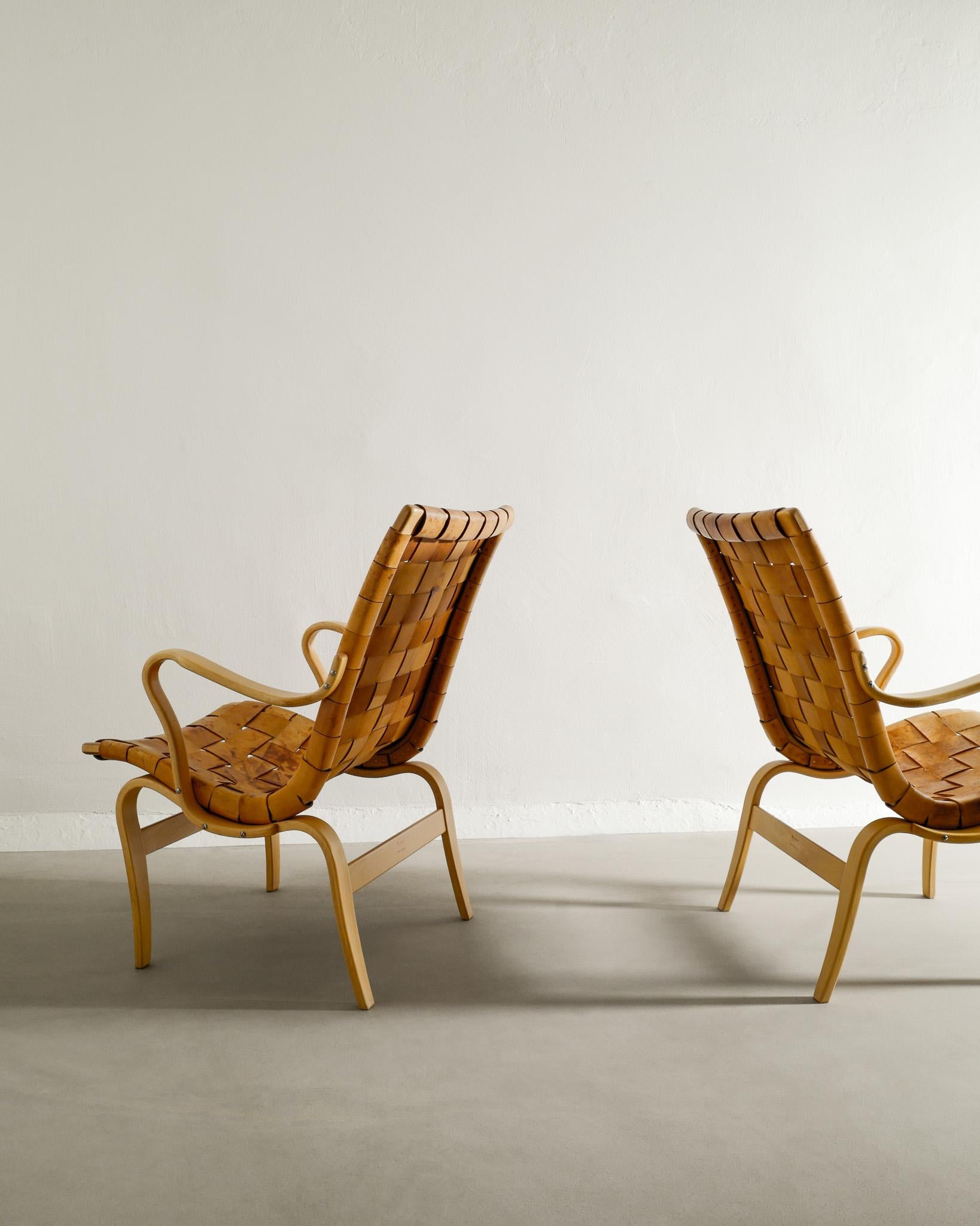 Sessel „Eva“ von Bruno Mathsson aus Holz und Leder, hergestellt in Schweden, 1970er Jahre im Angebot 2