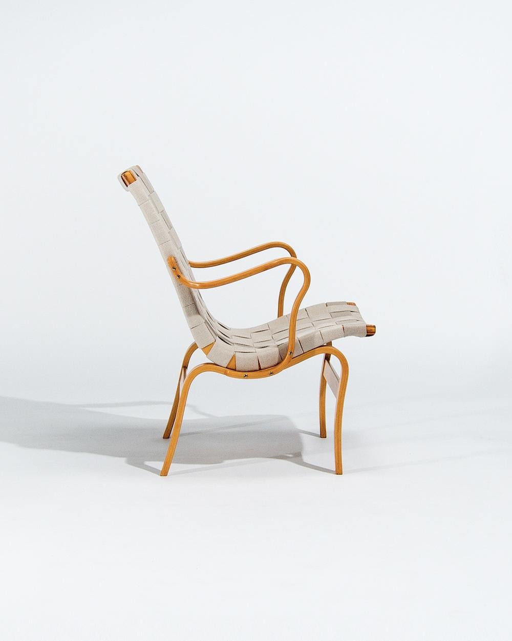 Poltrone Eva di Bruno Mathsson in betulla e lino, design svedese anni '60 In condizioni buone in vendita a London, GB