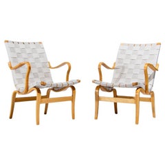 Bruno Mathsson Eva Sessel aus Birke und Leinen, schwedisches Design 1960er Jahre