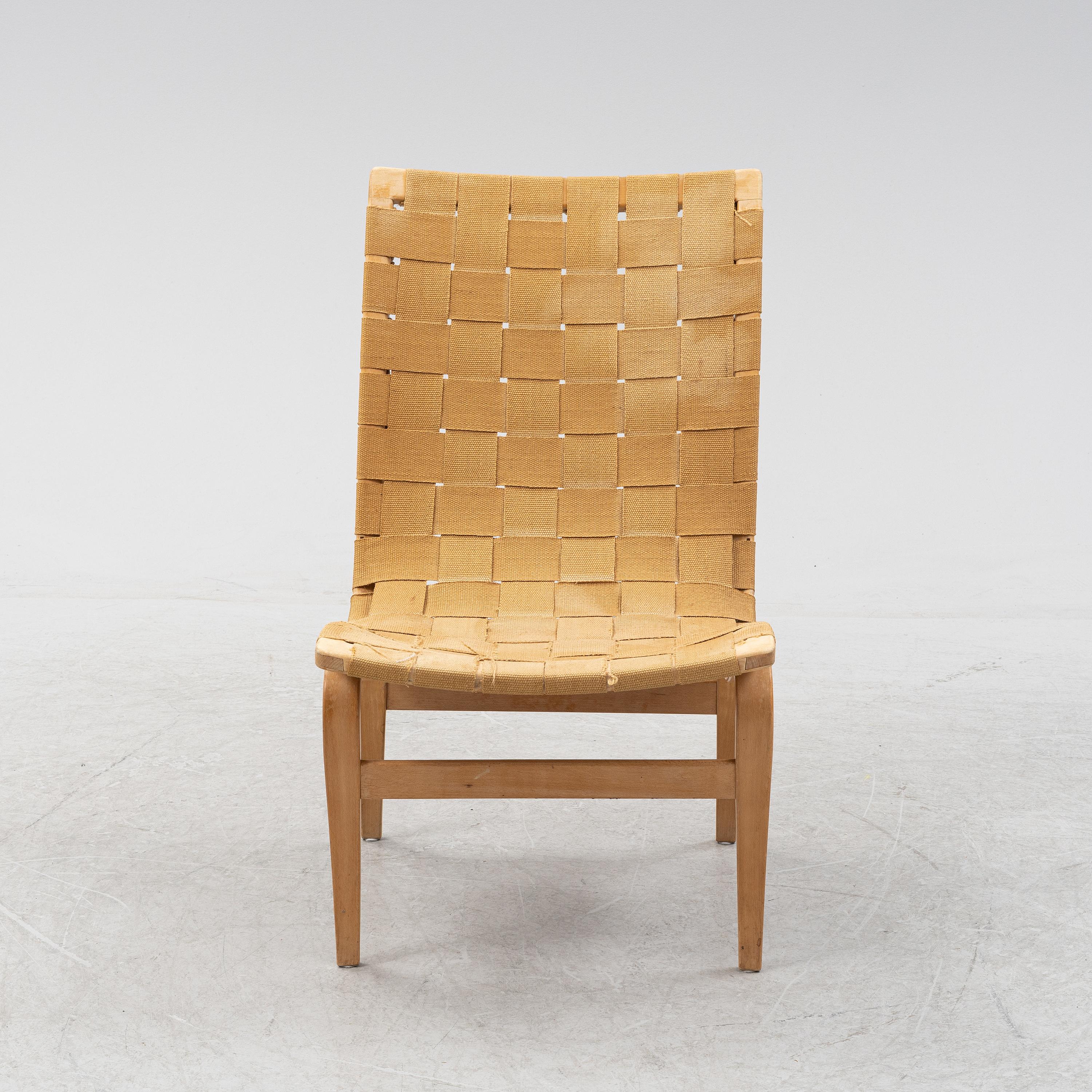 Bruno Mathsson, a 'Arbetarstolen 36' lounge chair, Firma Karl Mathsson,

Makers label. Seat height 40, width 49, height 84 cm.
