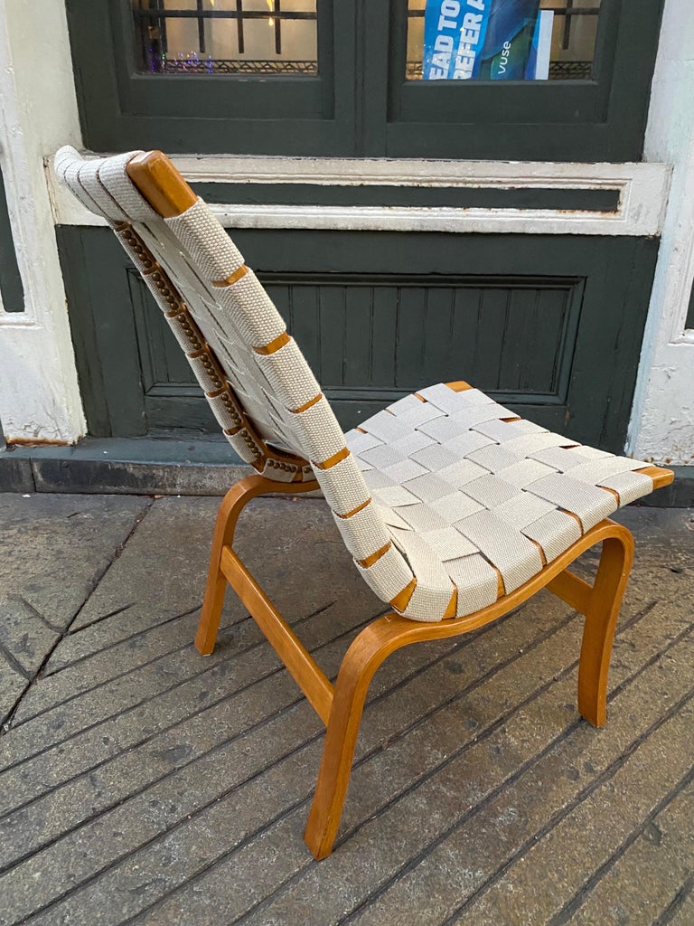 Bruno Mathsson Eva Chair with New Webbing For Sale at 1stDibs
