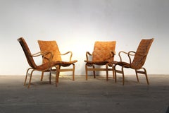 Bruno Mathsson EVA Chairs in Woven Cognac Leather, DUX, 1970s