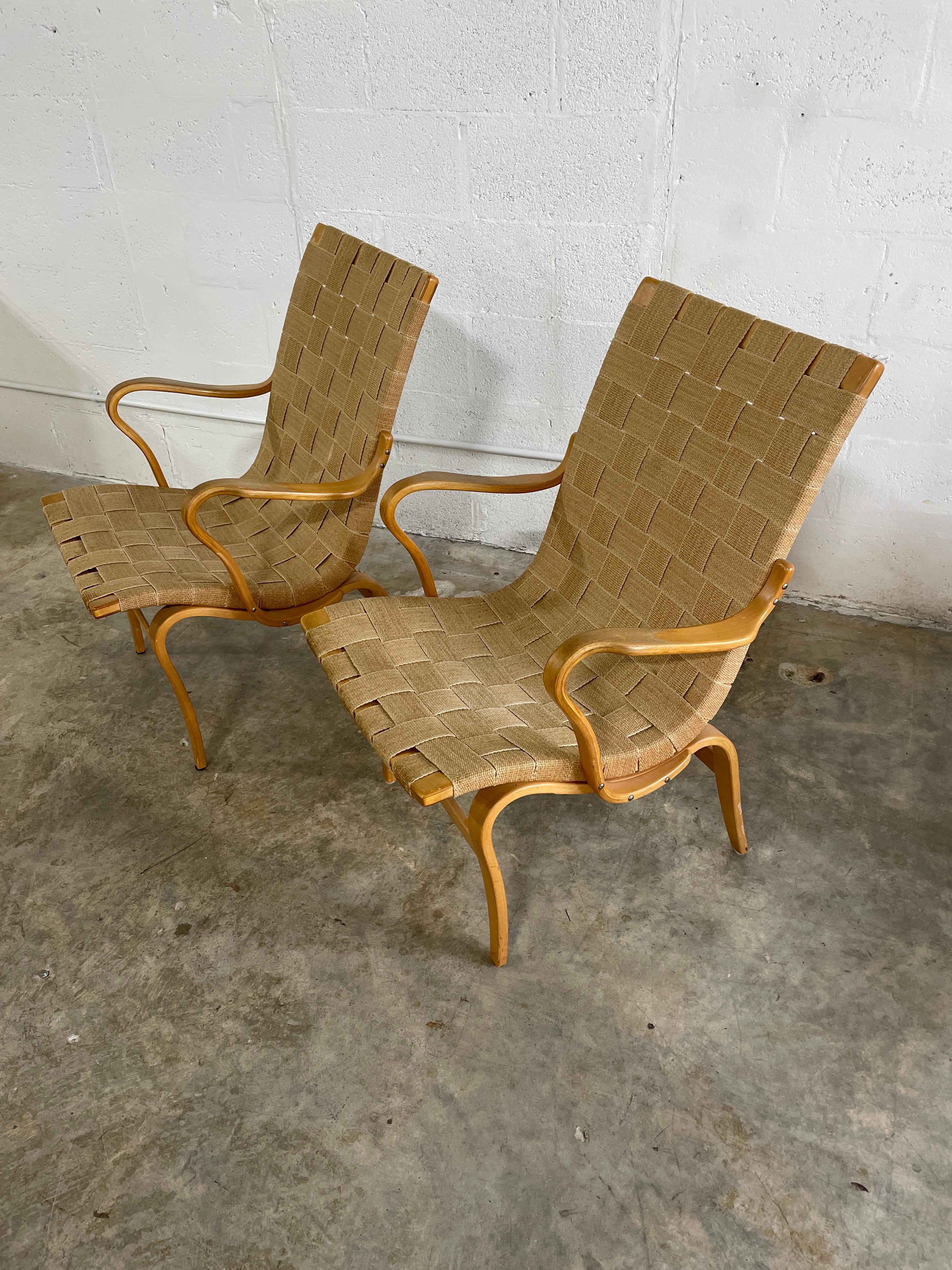 Pine Bruno Mathsson “Eva” Chairs Mid Century Modern - a Pair For Sale