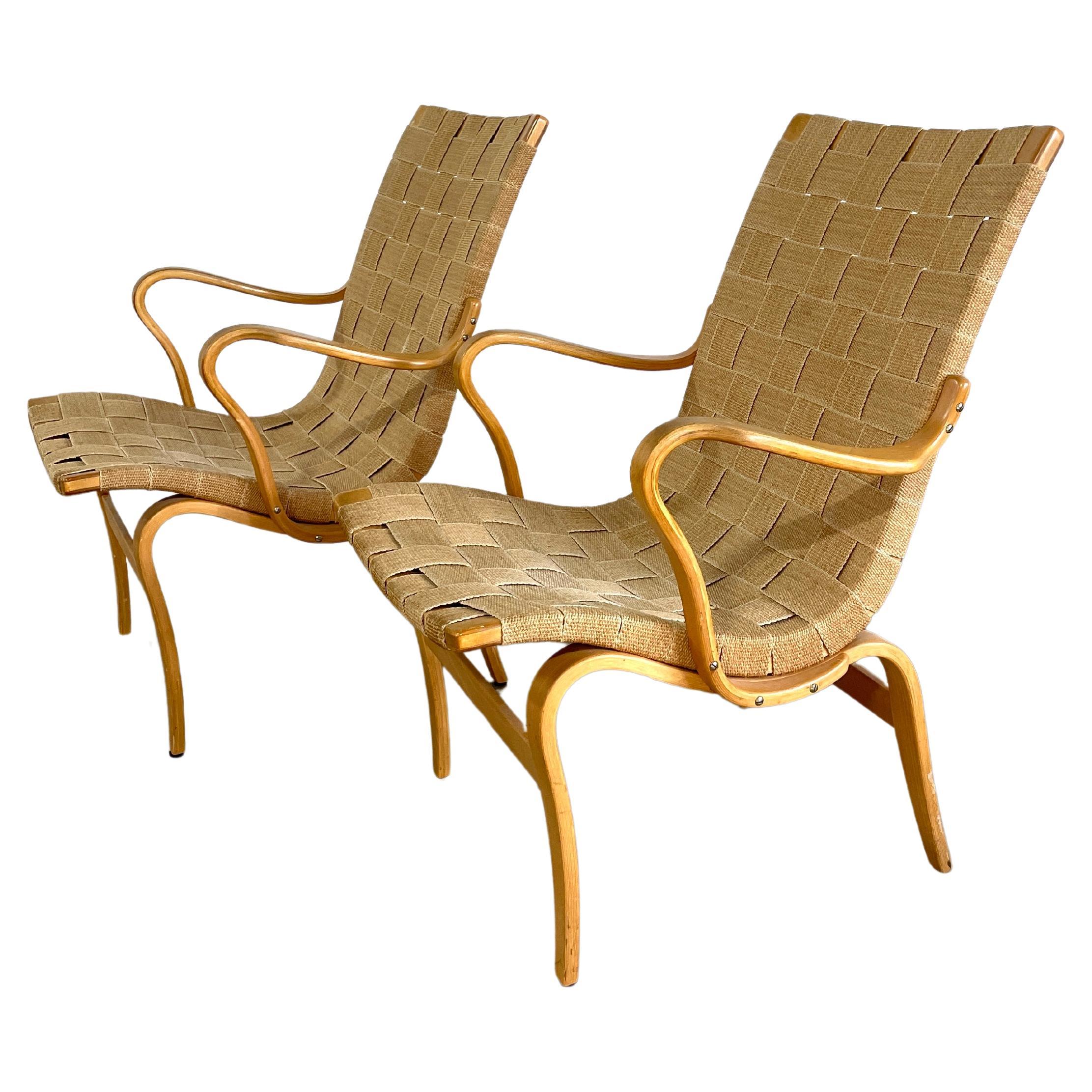 Paire de chaises Eva de Bruno Mathsson, mi-siècle moderne