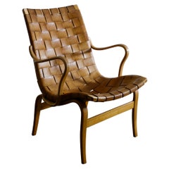 Bruno Mathsson "Eva" Easy Chair in Birch and Leather, Sweden, 1950s