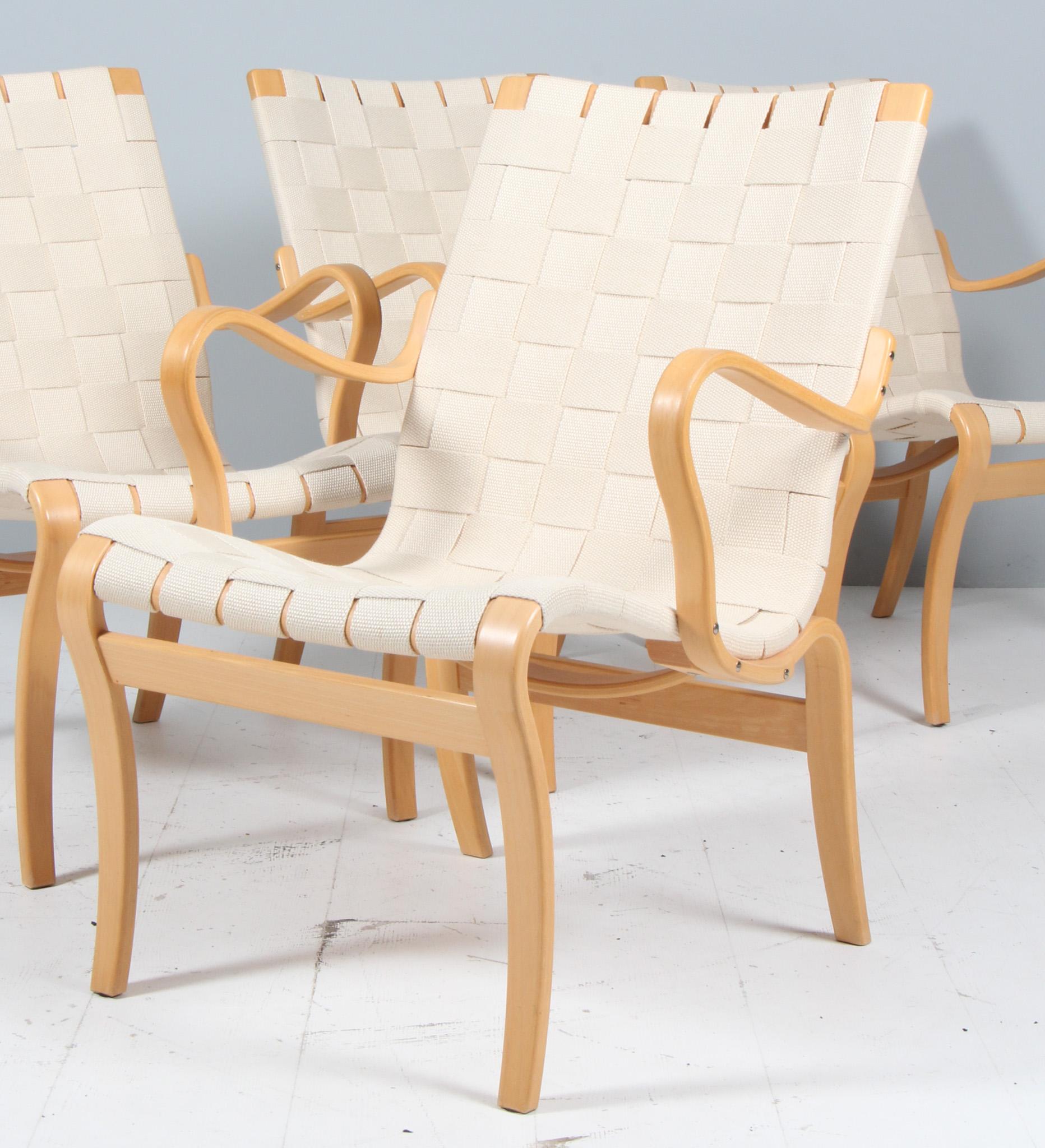Bruno Mathsson Eva Lounge Chair with webbing In Excellent Condition In Esbjerg, DK