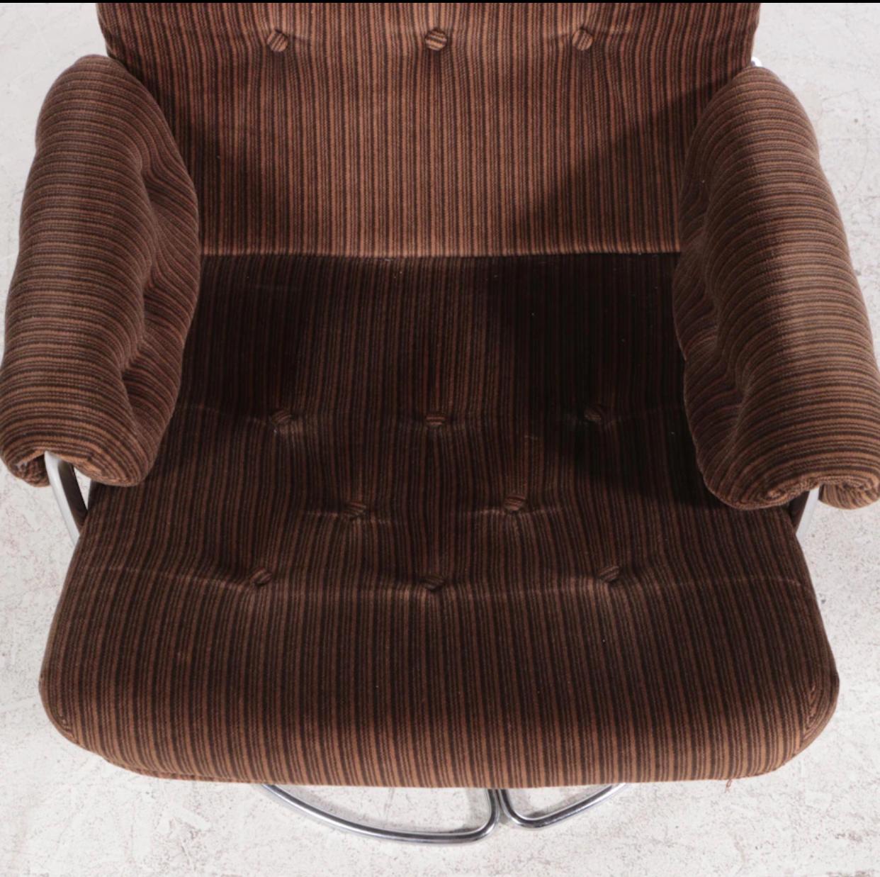 Fauteuil pivotant à base chromée Bruno Mathsson pour Dux, 2 sur 2 Bon état - En vente à Chicago, IL