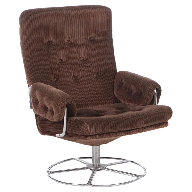 Bruno Mathsson for Dux Chrome Based Swivel Lounge Chair. 2 of 2 For Sale