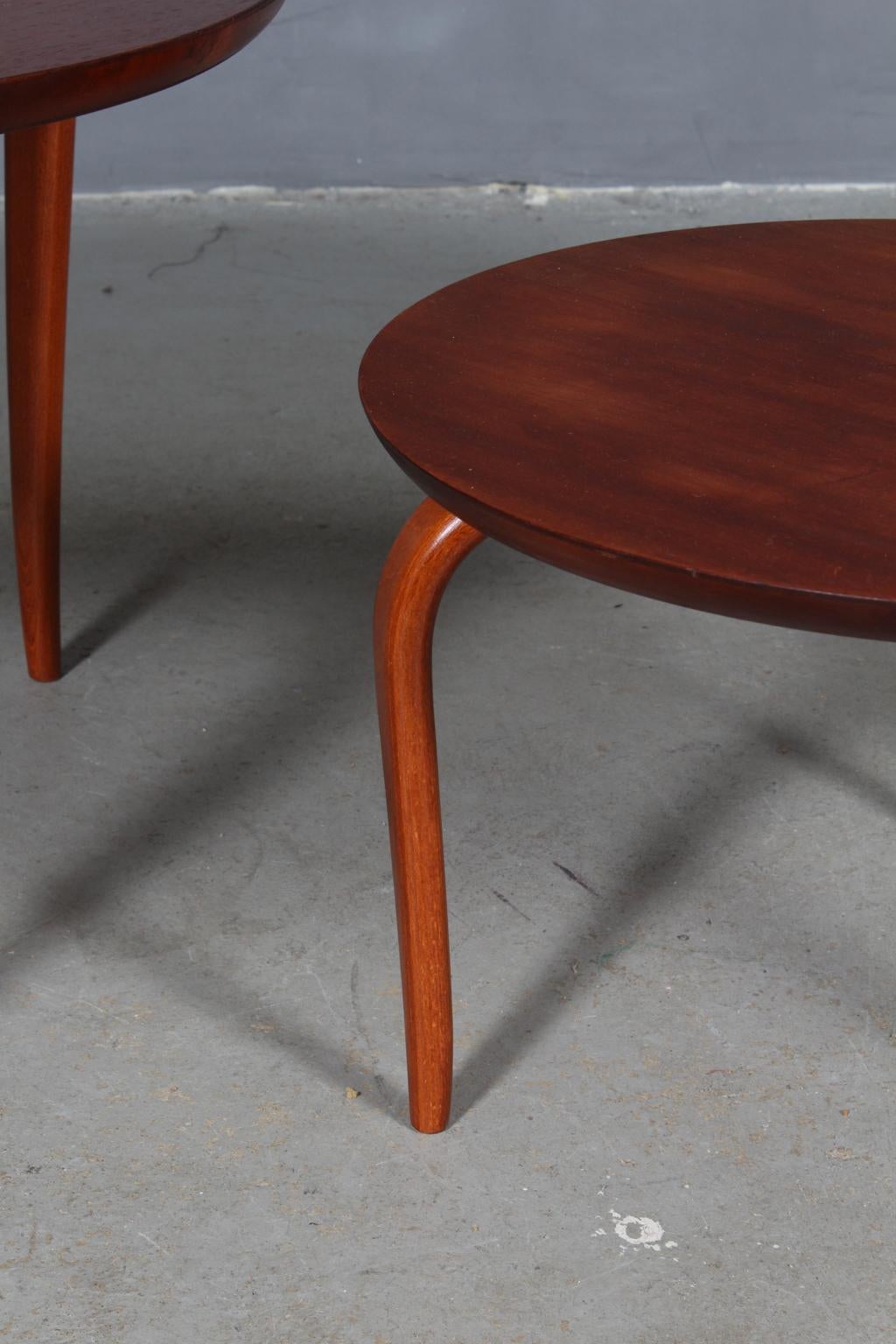 Swedish Bruno Mathsson for DUX, Pair of Mahogany Side Tables, Model Annika