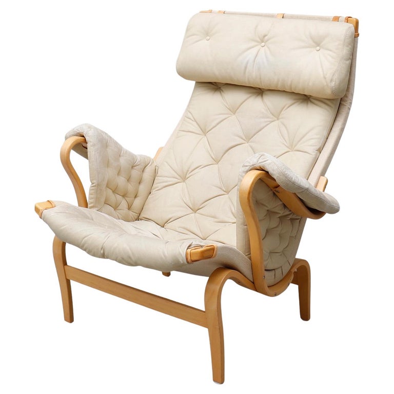 Bruno Mathsson Ivory Leather "Pernilla 69" Armchair by DUX For Sale at  1stDibs