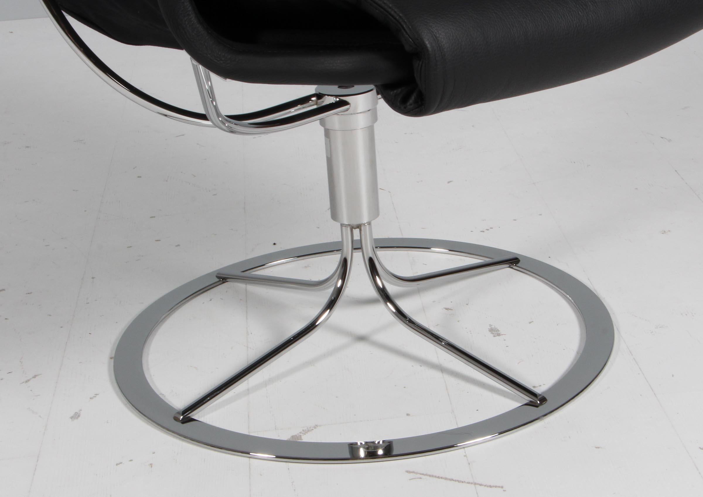Mid-Century Modern Bruno Mathsson Jetson Lounge Chair with Black Leather