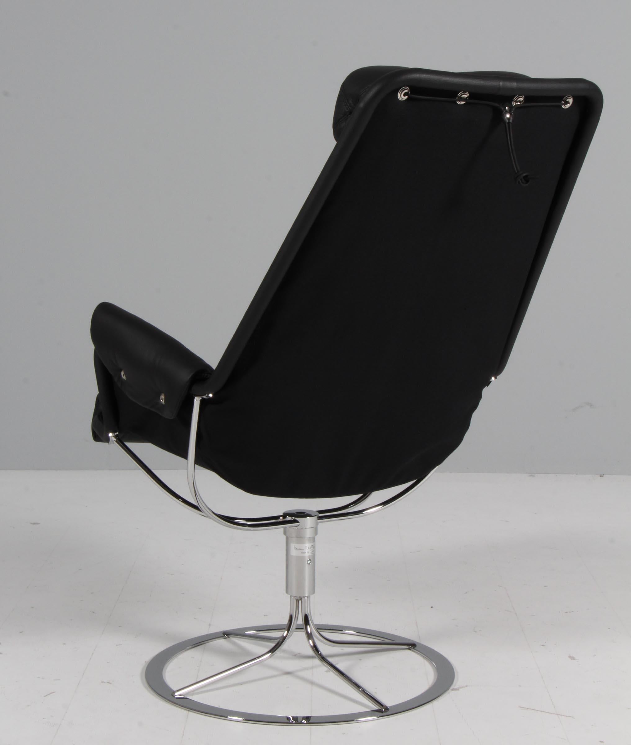 Swedish Bruno Mathsson Jetson Lounge Chair with Black Leather