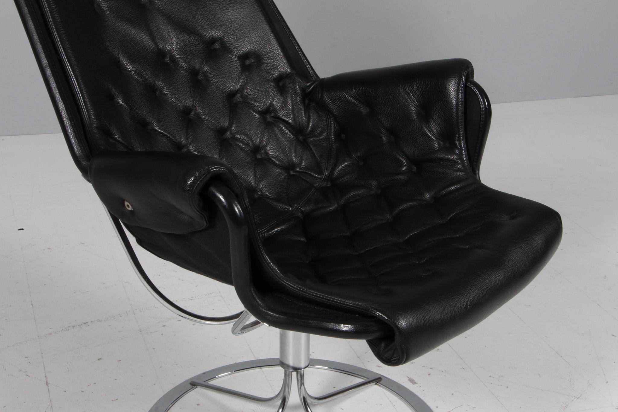 Swedish Bruno Mathsson Jetson Lounge Chair with Black Leather