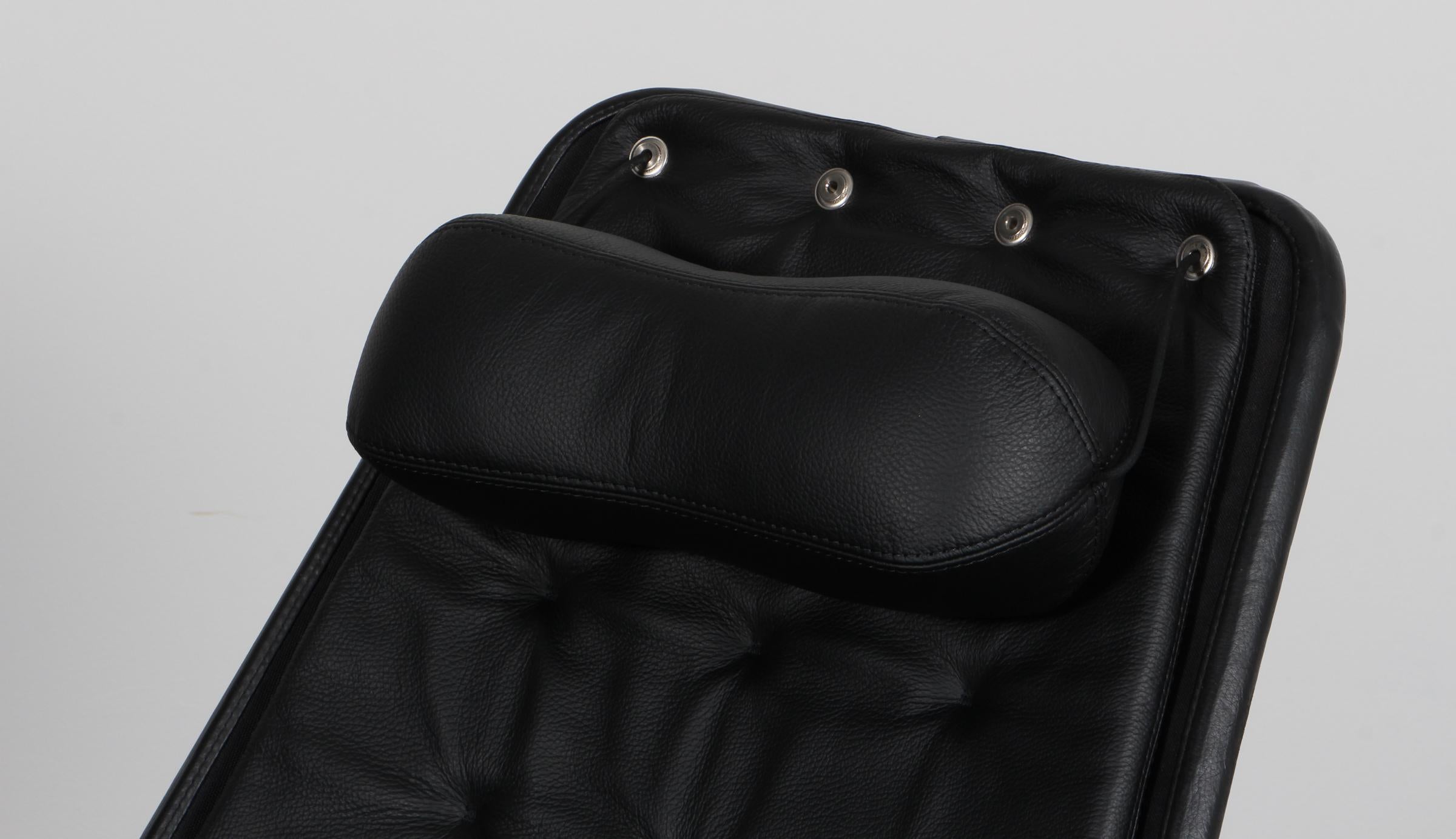 Bruno Mathsson Jetson Lounge Chair with Black Leather Sueco en venta