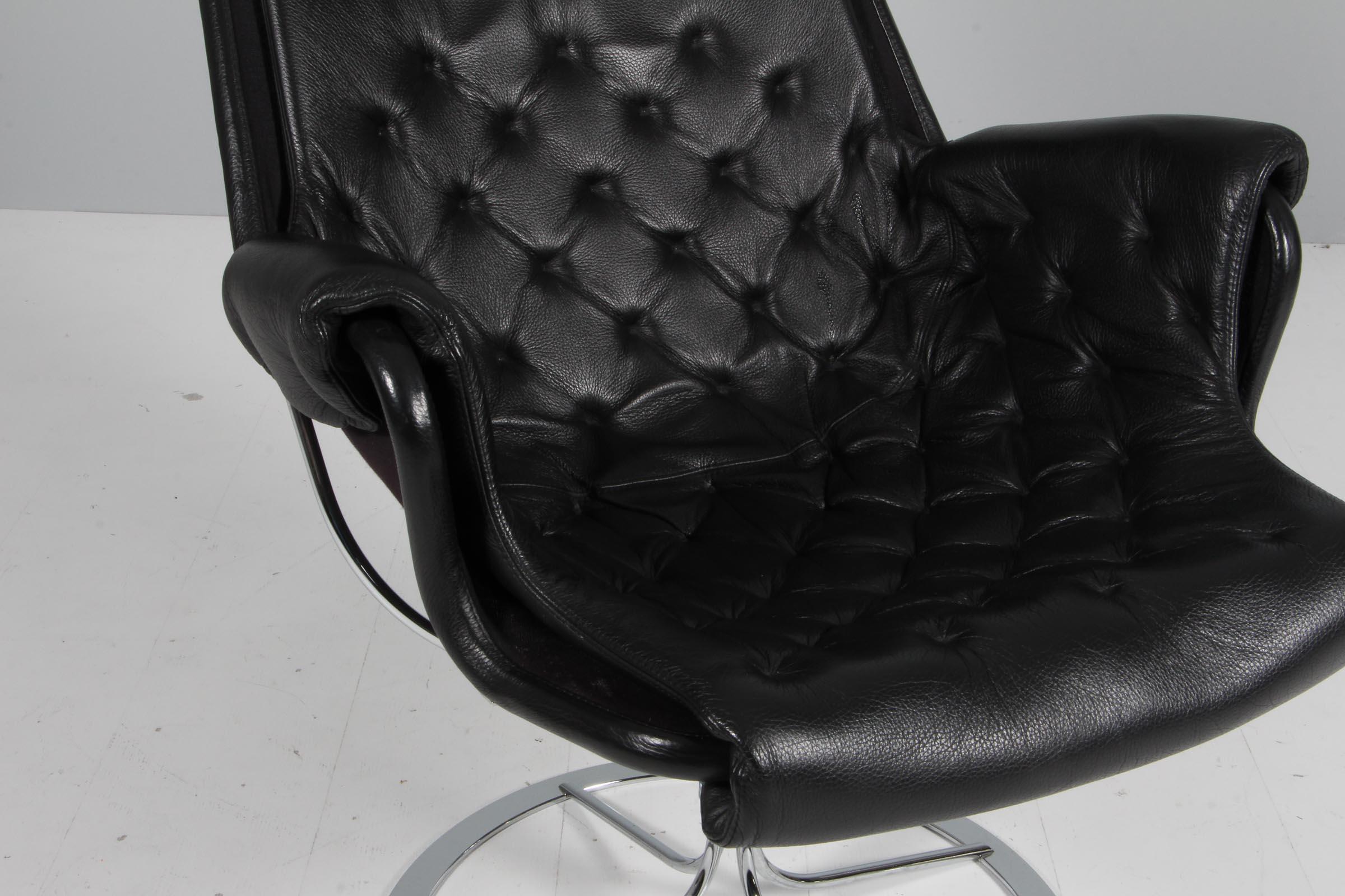 Bruno Mathsson Jetson Lounge Chair with Black Leather In Excellent Condition In Esbjerg, DK