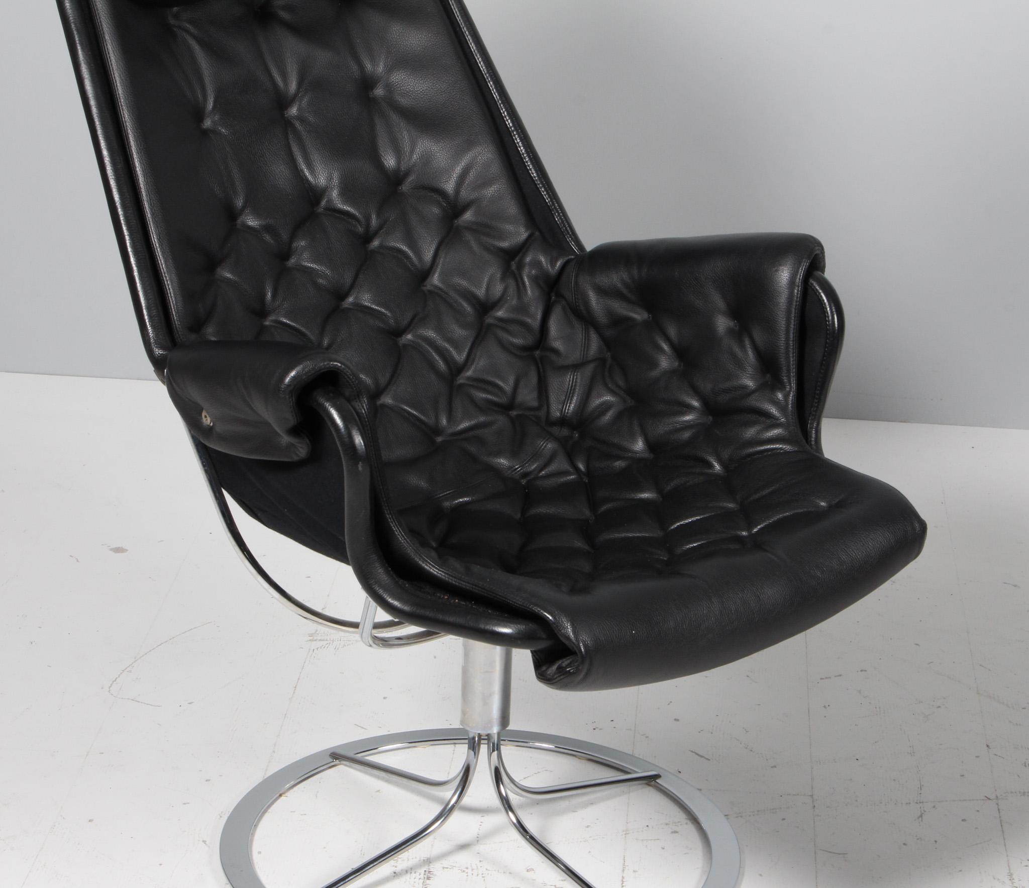 Bruno Mathsson Jetson Lounge Chair con pelle nera In condizioni buone in vendita a Esbjerg, DK