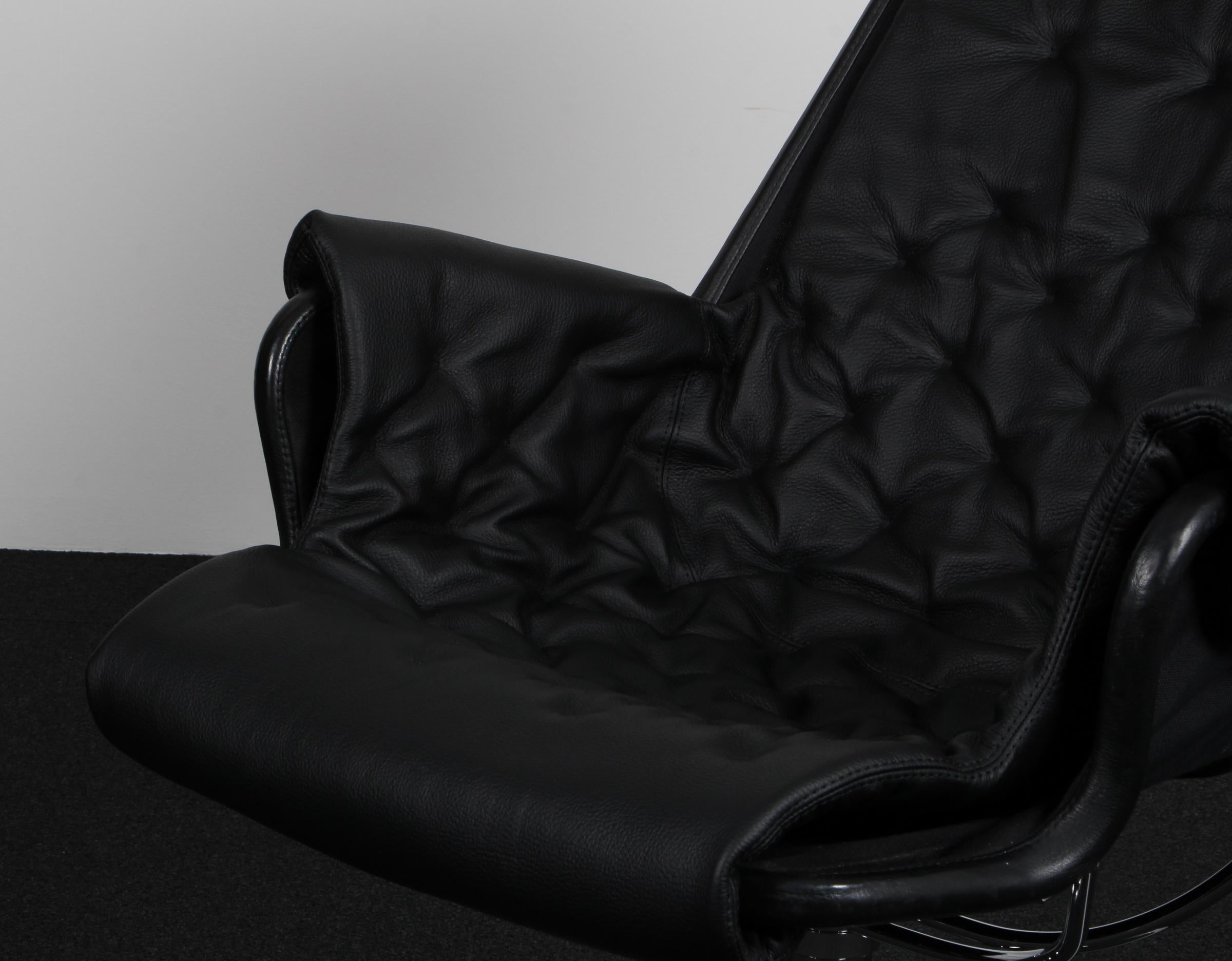 Bruno Mathsson Jetson Lounge Chair with Black Leather en Bueno estado para la venta en Esbjerg, DK