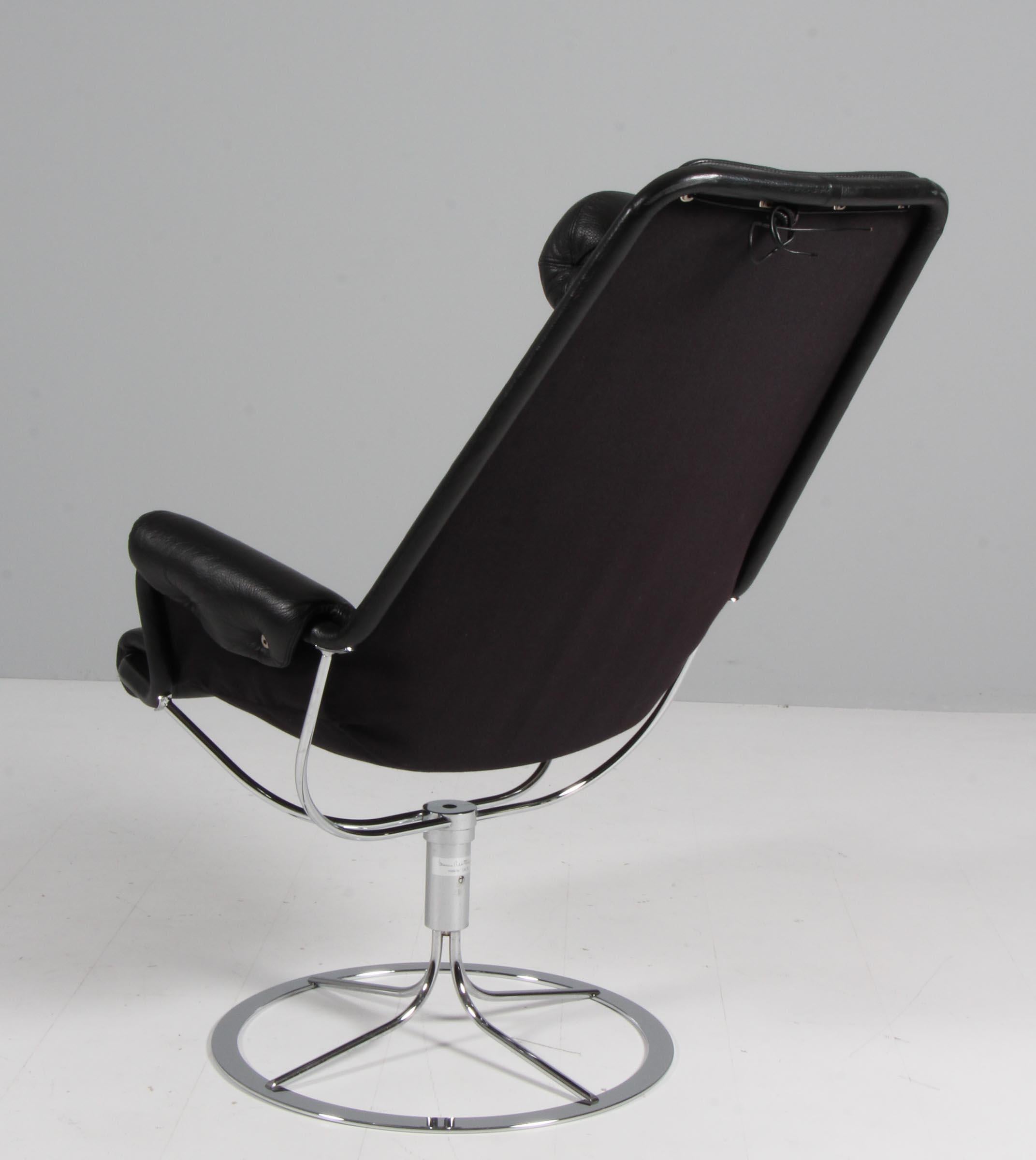 Mid-20th Century Bruno Mathsson Jetson Lounge Chair with Black Leather